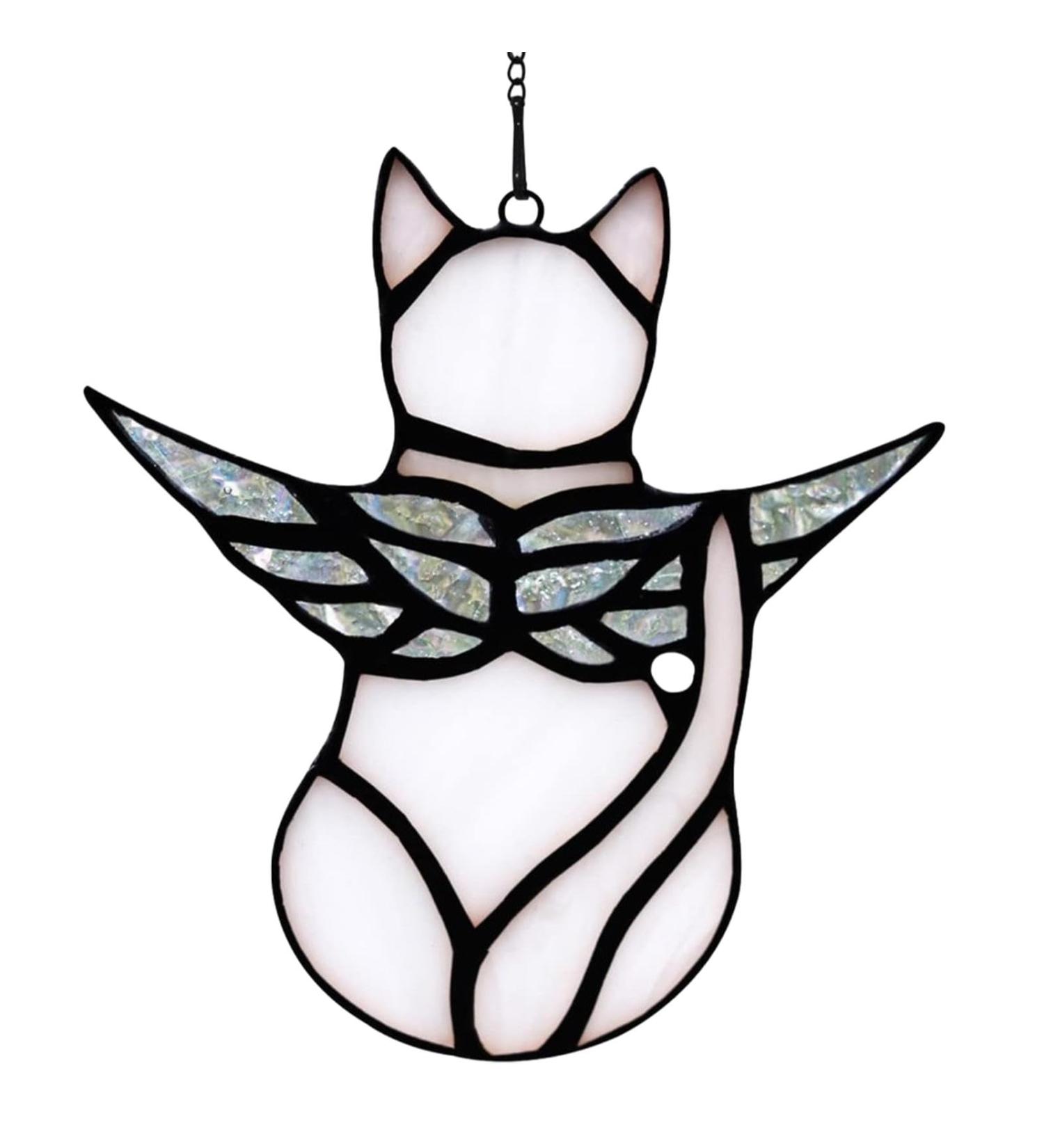 Lam-lord Angel Cat Memorial Gifts Ornaments Stained Acrylic Window Hanging Decor Angel Wings Cat Sun Catcher Pet Memorial Statue for Cat Lovers Pet Loss Cat Themed Sympathy Present(White) - Buy Online on GoSupps.com