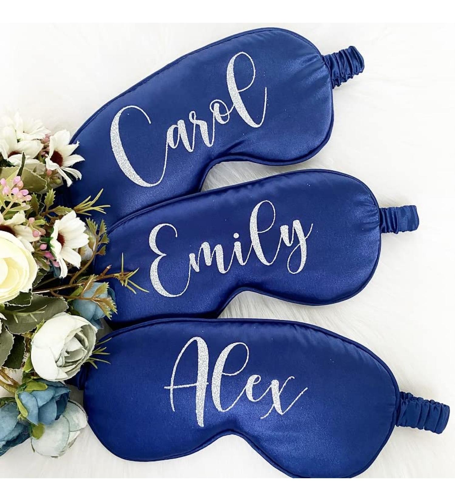 Personalised Sleep Silk Satin Eye Mask Custom Any Name Rest Sleeping Relaxing Mask Gift for Her Mothers Day Birthday Bridesmaid Hen Bridal Christmas Gift Party Favours Present HUNYLONDON (Navy) - Buy Online on GoSupps.com