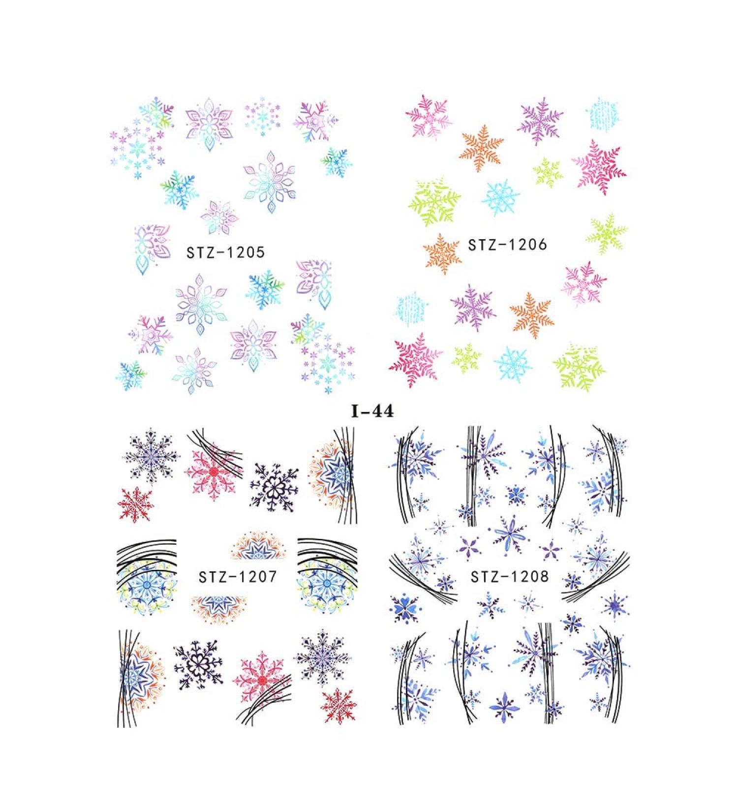 4 in 1 Sliders Wraps Winter Water Transfer Cute Snowflakes Abstract Leaf Penguin Bird Nail Stickers(01) Style01 - Buy Online on GoSupps.com