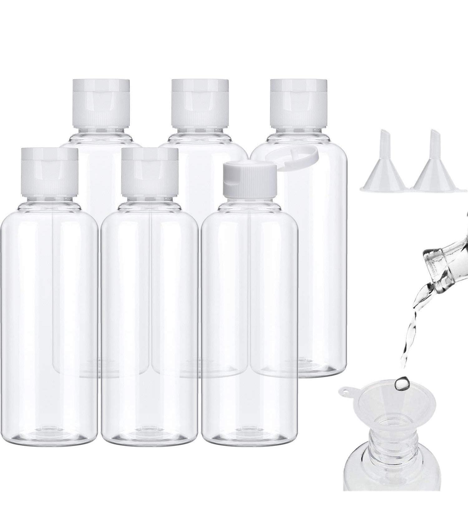 Voarge Travel Bottle Set - 6 Pack 100ml Transparent Plastic Bottles with Funnels for Air Travel & Vacation - Buy Online on GoSupps.com