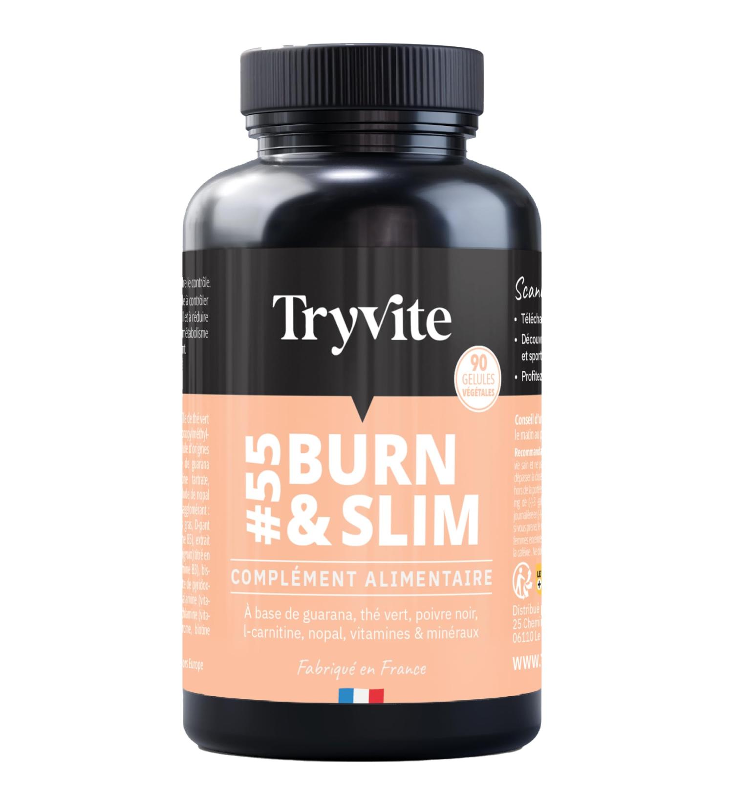Fat Burner for Men and Women | Powerful and Effective Hunger Suppressant Slimming Weight Loss Quickly | TRYVITE Burn & Slim | 90 Capsules - Buy Online on GoSupps.com