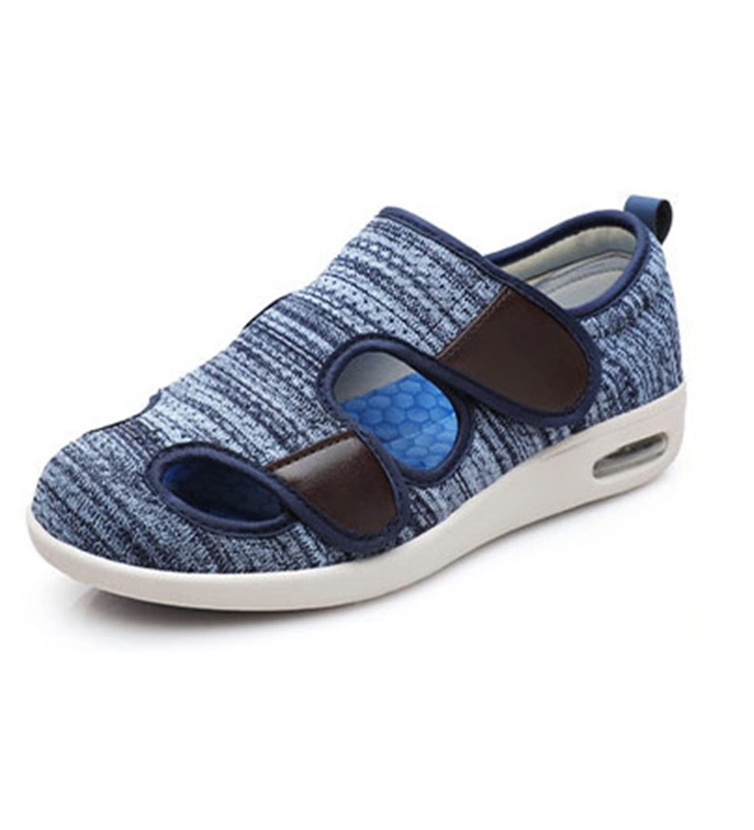 NVBHOF Men's Diabetic Orthopedic Slippers - Adjustable Elderly Shoes for Arthritis, Edema, and Swollen Feet - Light Blue, Size 12 - Buy Online on GoSupps.com