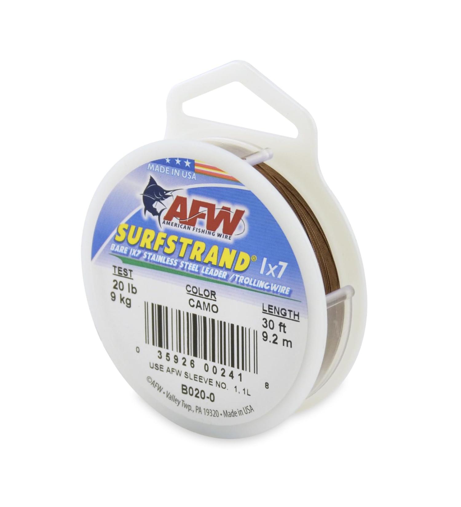 American Fishing Wire Surfstrand Bare Leader Wire - Stainless Steel 1x7 Camo 20 lb / 30 ft | International Shipping Available - Buy Online on GoSupps.com