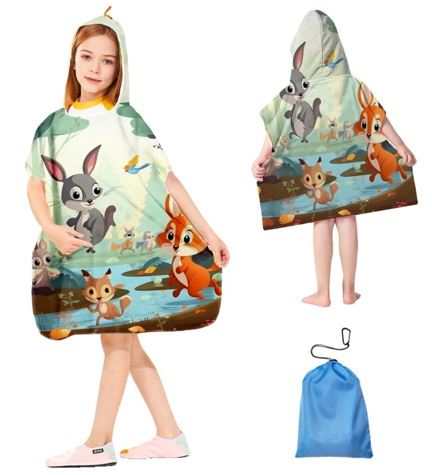 Aiorber Microfiber Hooded Towel Poncho for Kids (1-6 Years) | Soft & Absorbent Baby Towel with Hood - 60x60cm - Buy Online on GoSupps.com