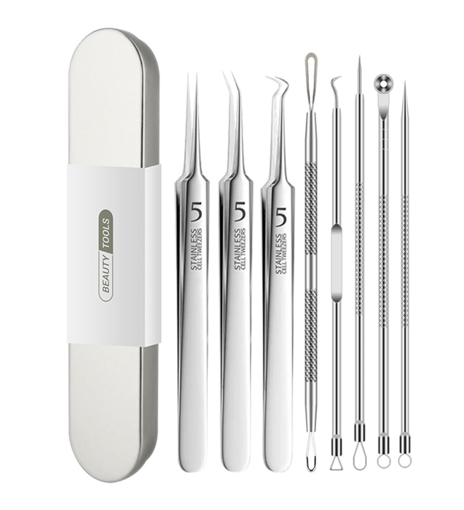 Usiveinborn Blackhead Remover Blackhead Tweezers Facial Blackhead Remover Tweezers Professional Stainless Steel Facial Blackhead Remover Tweezers (8-Piece Set) - Buy Online on GoSupps.com