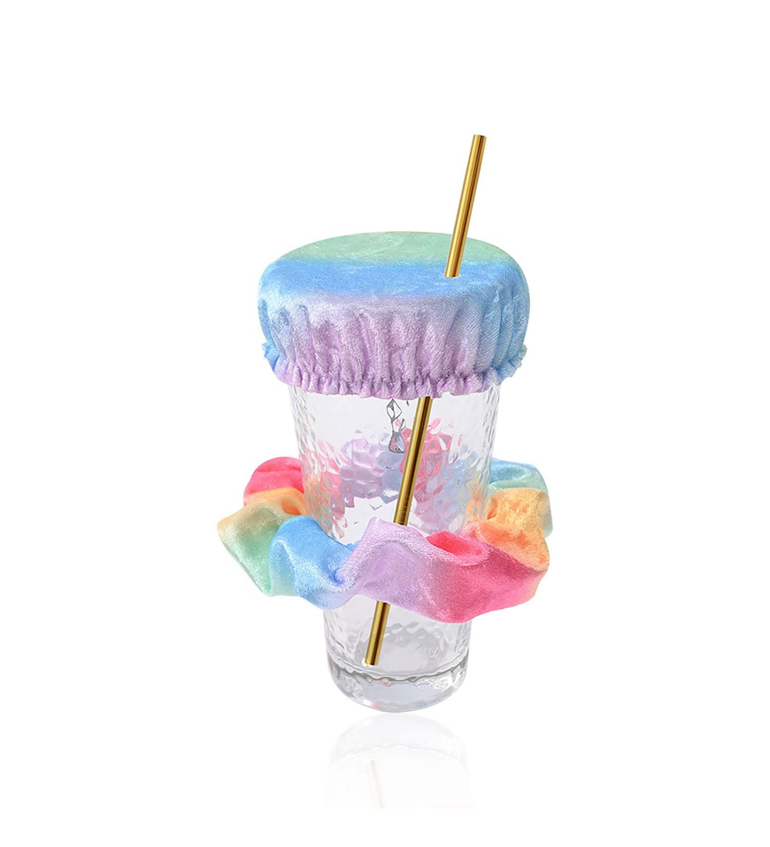 Andiker Drinks Covers - Anti-Spike Scrunch Cup Covers (2 pcs) for Beverage Protection | Reusable & Washable Rainbow - Buy Online on GoSupps.com