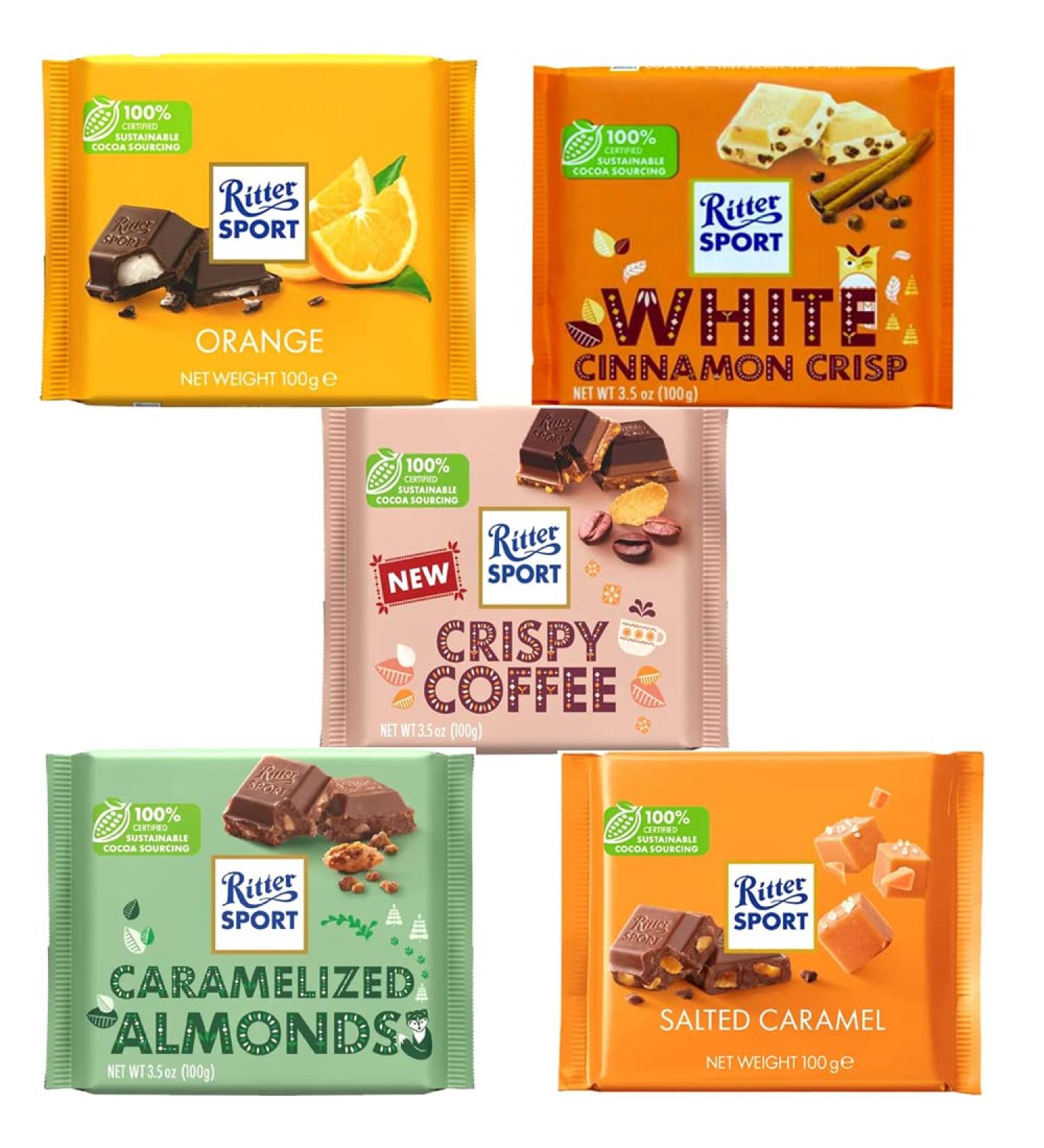 Ritter Sport Chocolate Bar 100g (Mixed 04 Packs) Mixed 04 Packs