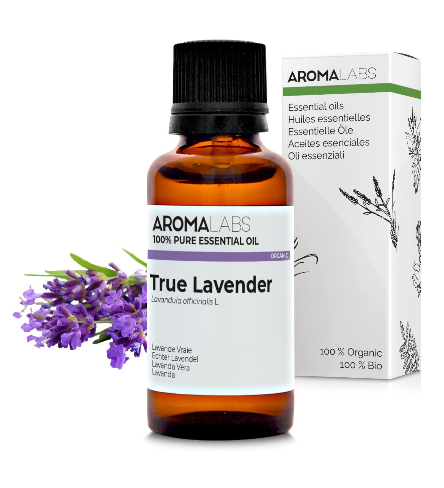 Organic True Lavender Essential Oil 30ml - 100% Pure & Ecocert Certified - Best Therapeutic Grade | AROMA LABS - Buy Online on GoSupps.com