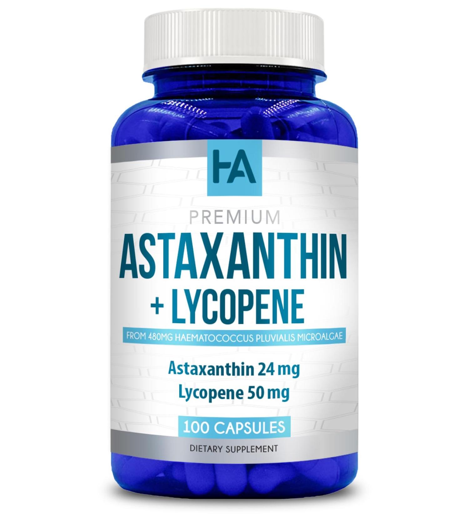 Astaxanthin and Lycopene Supplement | Lycopene 50mg Plus Astaxanthin 24mg Carotenoids Supplement for Tanning Skin Care Vision & Heart Health Support | Vegan & Non-GMO (100 Veggie Capsules) - Buy Online on GoSupps.com