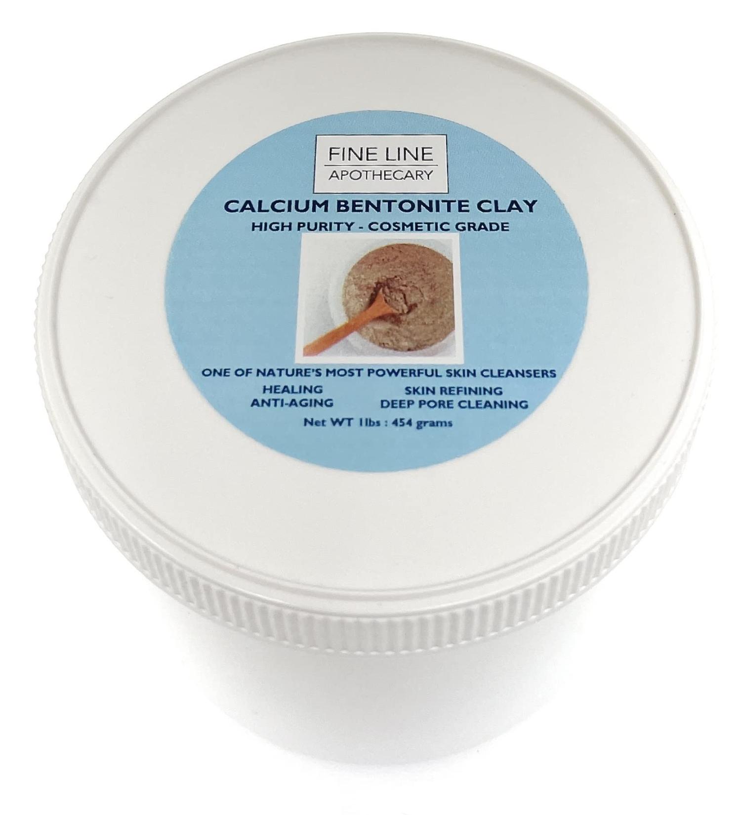 100% Naturally Calcium Bentonite Clay - Fine Line Apothecary 454g - Cosmetic Quality Facial Cleanser Blackhead Remover & Pore Minimizer Mask - Super Fine High Purity pH 6 - Buy Online on GoSupps.com