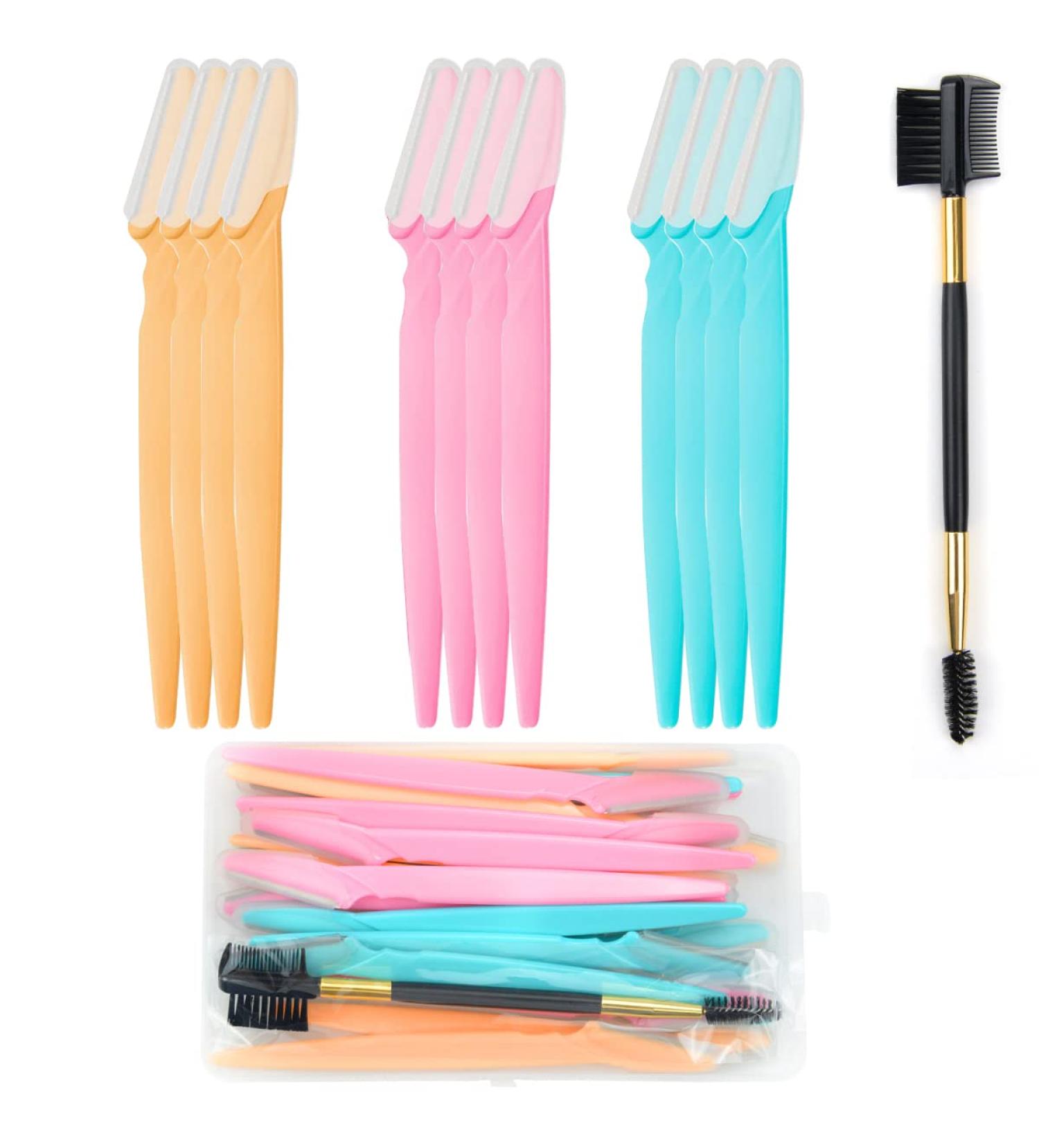 12 PCS Eyebrow Razors Facial Hair Remover Face Shaver Trimmer Shaper Face Razor Dermaplaning Blades for Face with 1 PC Eyelash Brush and Storage Box Exfoliating Dermaplaning Tool for Women and Men 12pcs - Buy Online on GoSupps.com