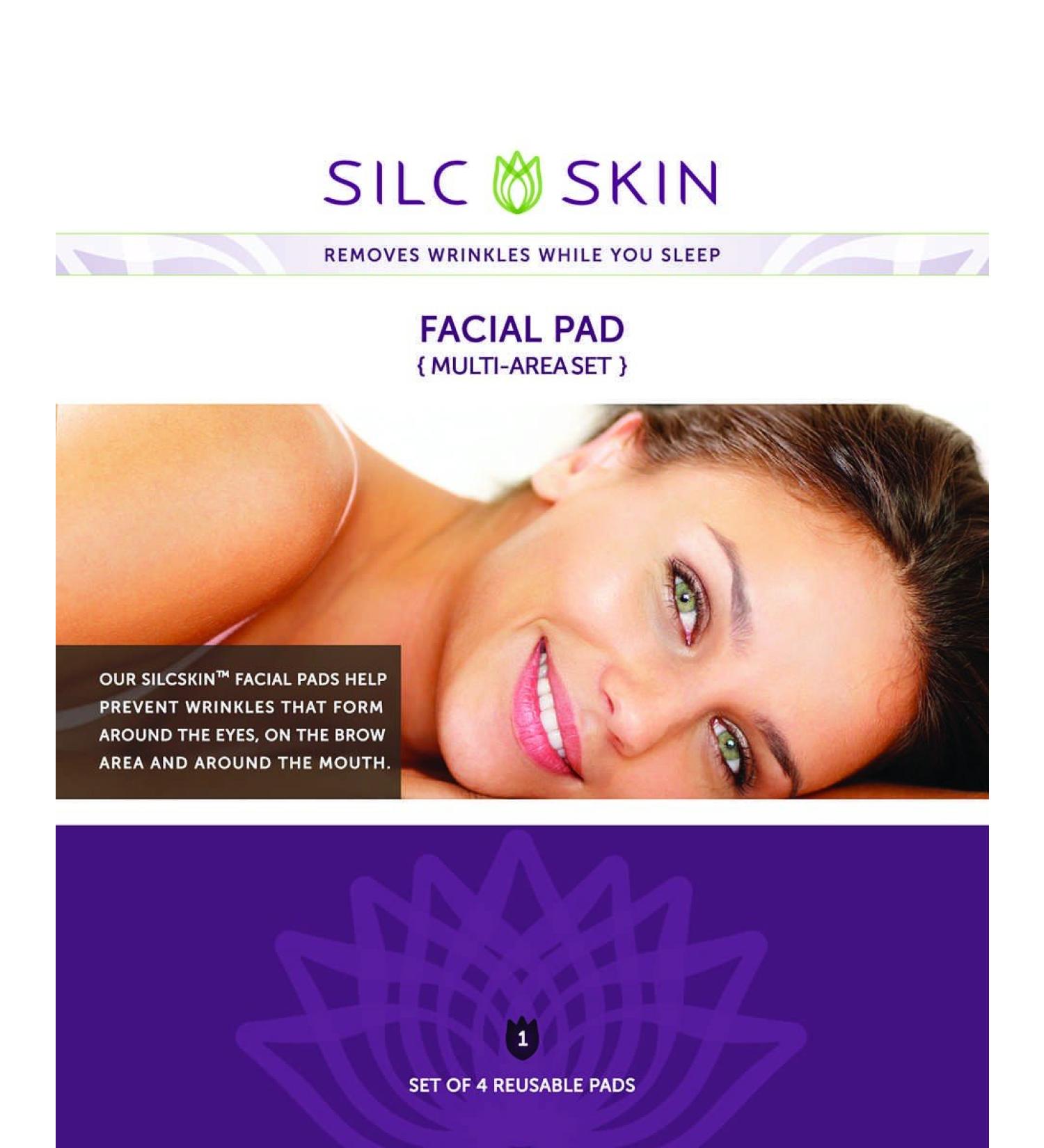 SilcSkin Facial Pad - Multi-Area Set Reusable Pads - Self-Adhesive Silicone Face Patches - Wrinkle Patches for Face and Eyes - 4 Reusable Face Pads