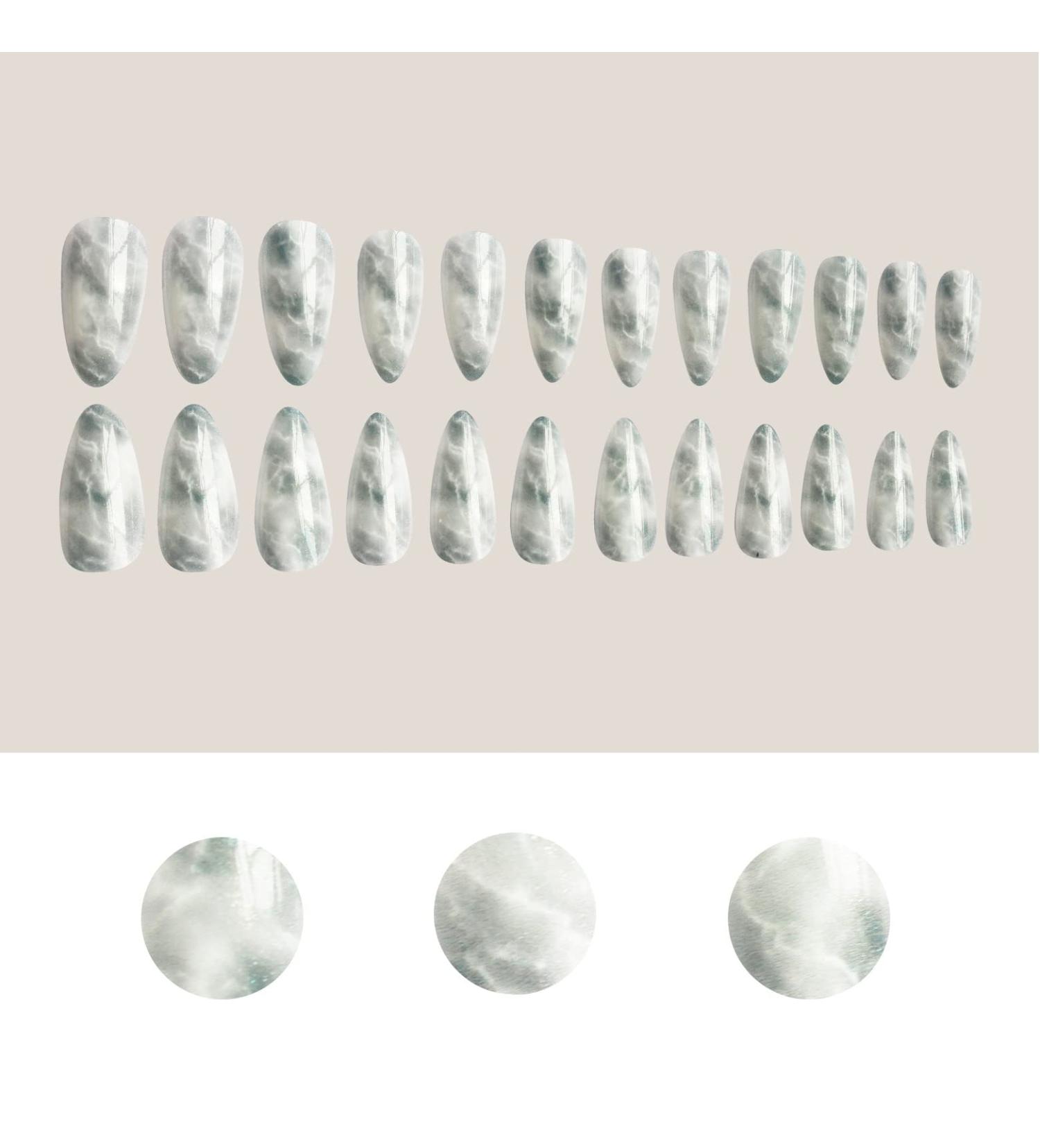 Xushiwanju Length of the artificial nail showed marble design fake nail leopard print on the fake nail tip plastic nail art decoration nail art (24 pieces) short artificial nails