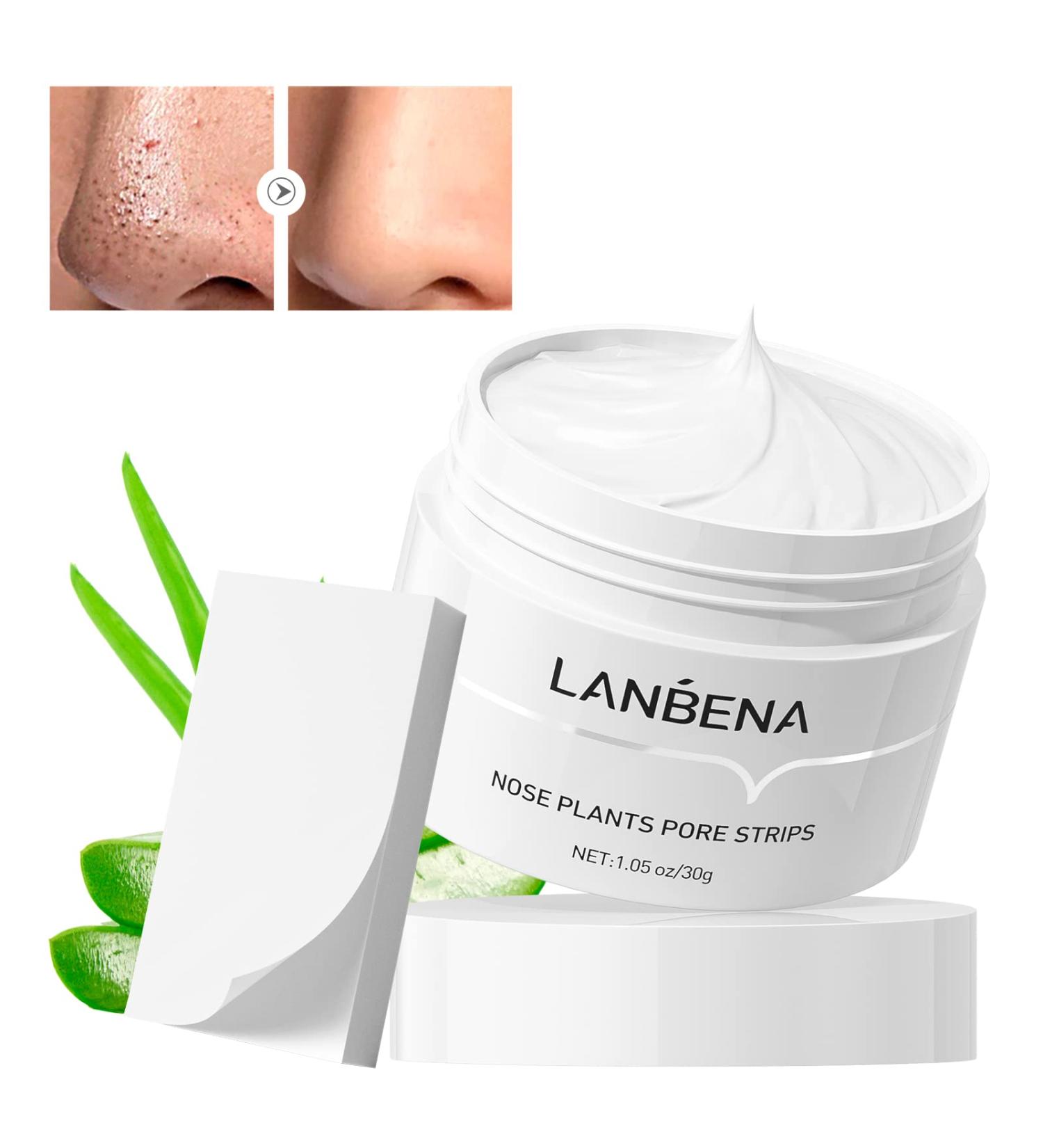 LANBENA Blackhead Remover Mask with 60 PCS Nose Pore Strips and Aloe Vera - Purifying Peel off Face Mask for Deep Cleansing (1.05 Ounce) - Buy Online on GoSupps.com