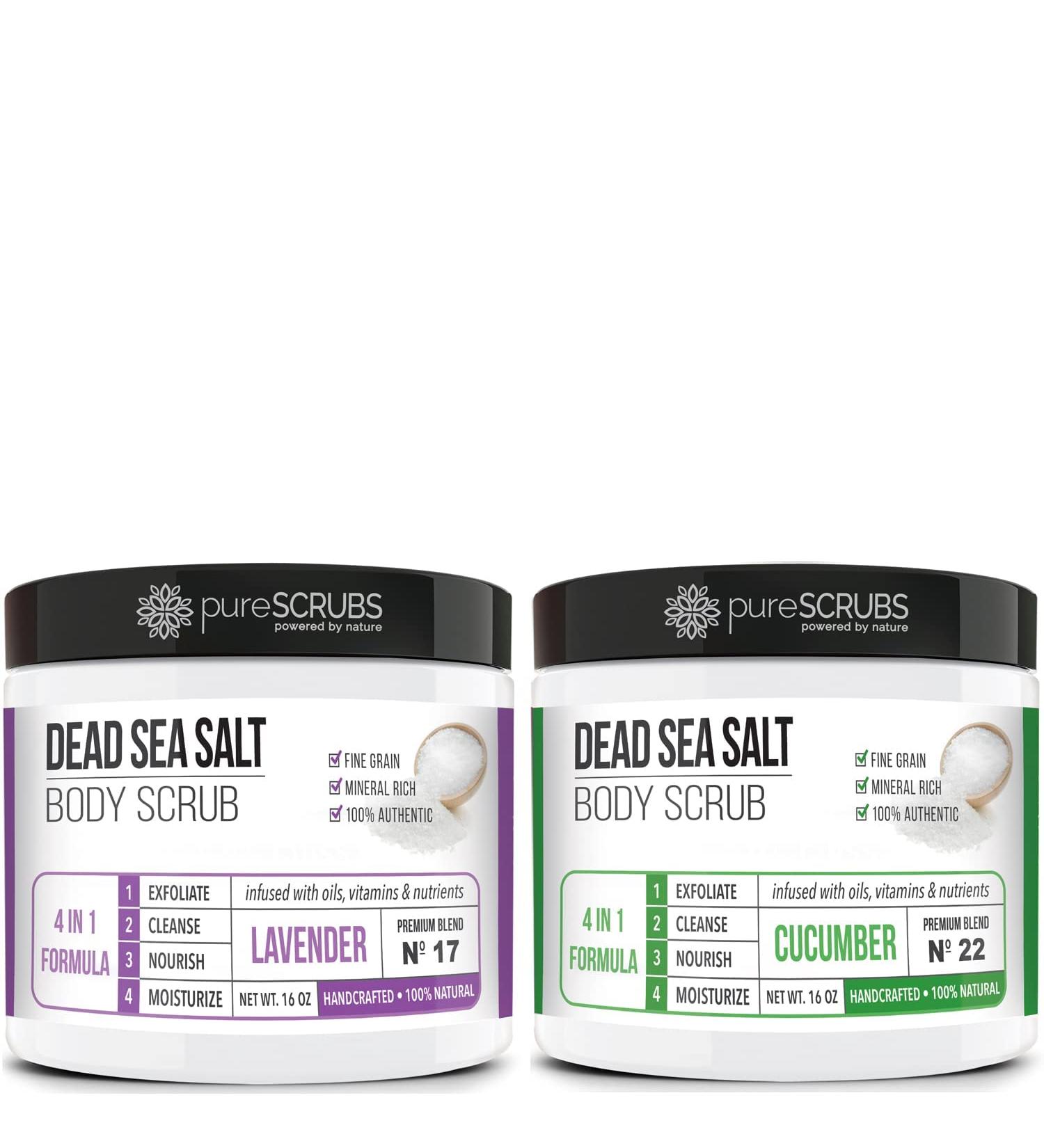 pureSCRUBS Lavender Dead Sea Salt Scrub + Cucumber Body Scrub - Buy Online on GoSupps.com