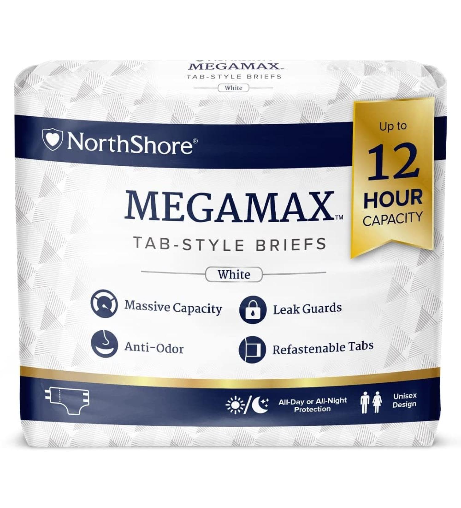 NorthShore MegaMax Tab-Style Briefs White Medium - Pack of 10 - Buy Online on GoSupps.com