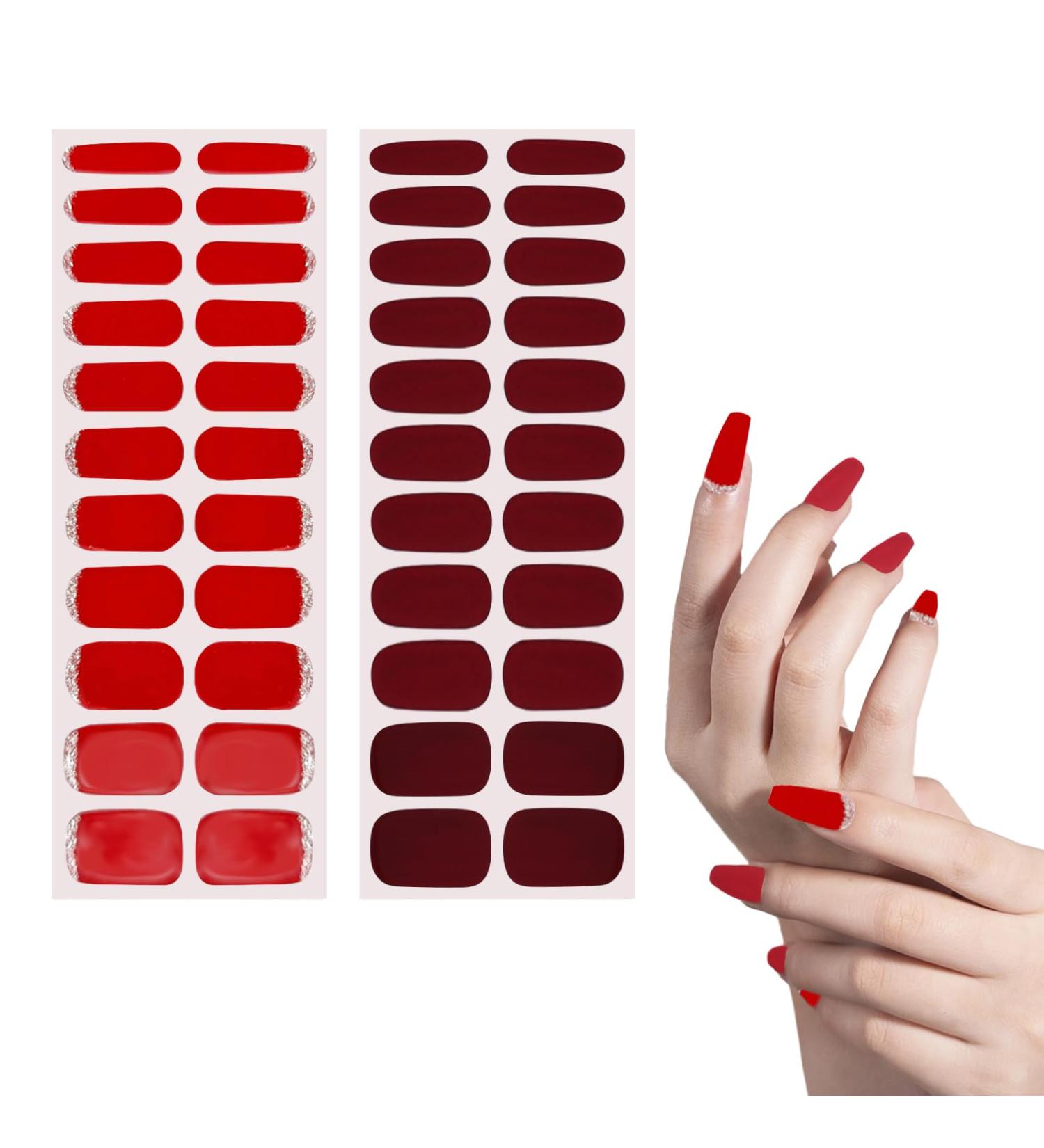 Buy 44-Piece Red Nail Film Set | 22 Gold Red Foil & 22 Burgundy UV Gel Nail Foil - Long-Lasting Starter Kit for Stunning Nails - International Shipping Available - Buy Online on GoSupps.com