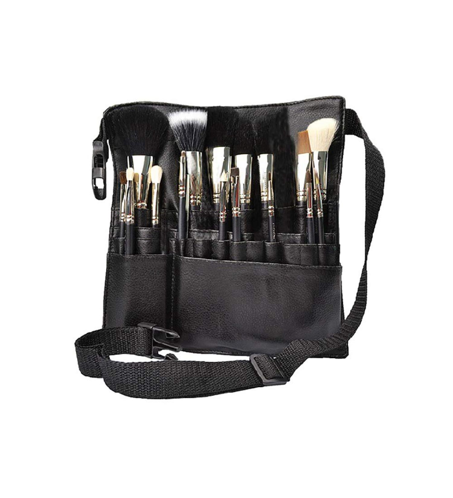 1pc Pu Leather Makeup Brush Waist Bag Portable Cosmetic Brush Holder Organizer with Artists Belt Strap (unfolding) - Buy Online on GoSupps.com