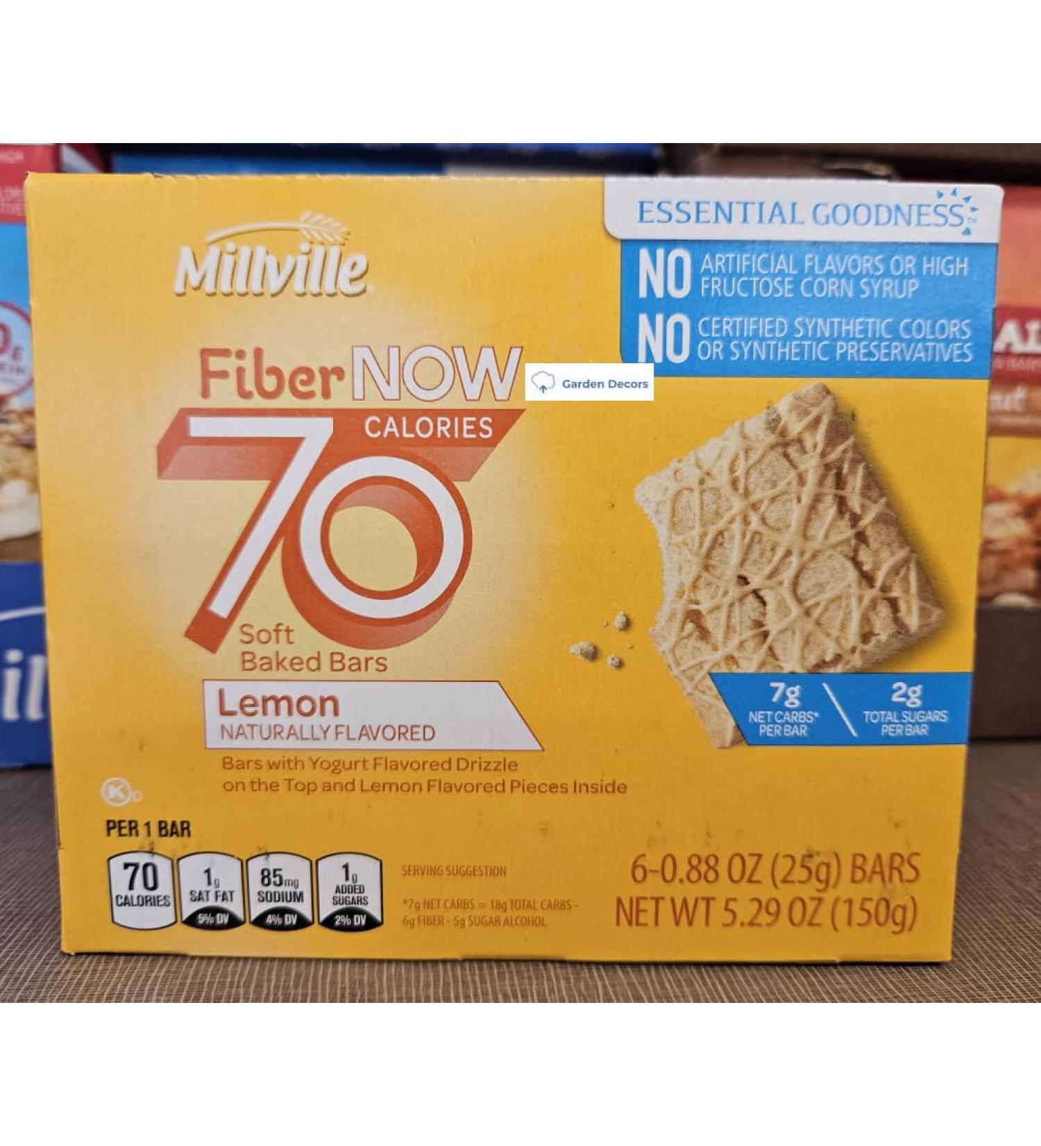 Fiber NOW Millville 70 Calories Soft Baked Bars Lemon 5.29oz 150g