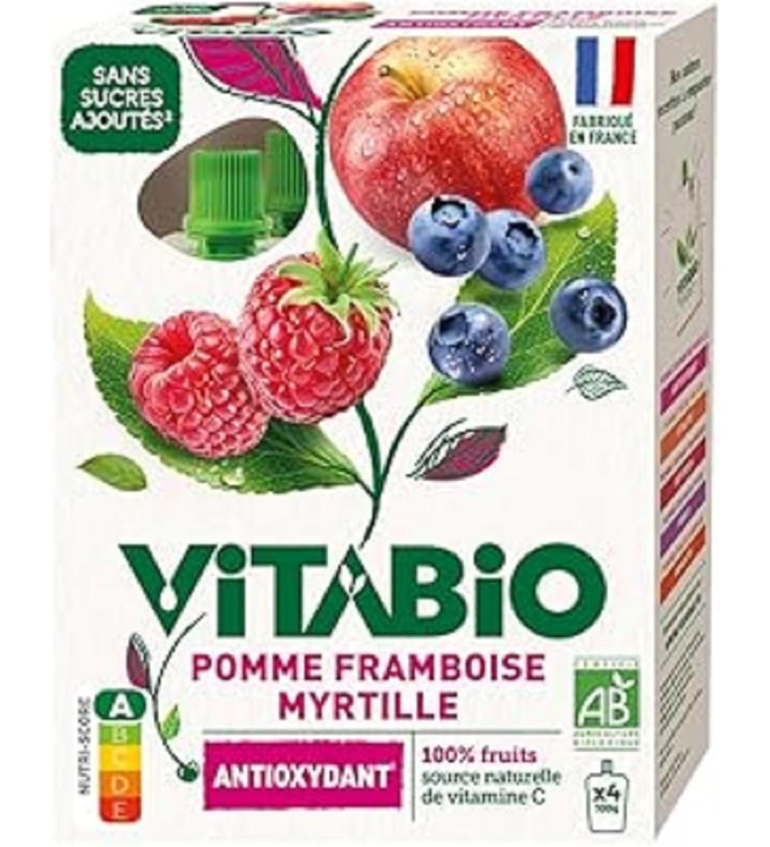 VITABIO - Raspberry Apple Blueberry Bottles - ANTIOXIDANT - 4x100g - ORGANIC
