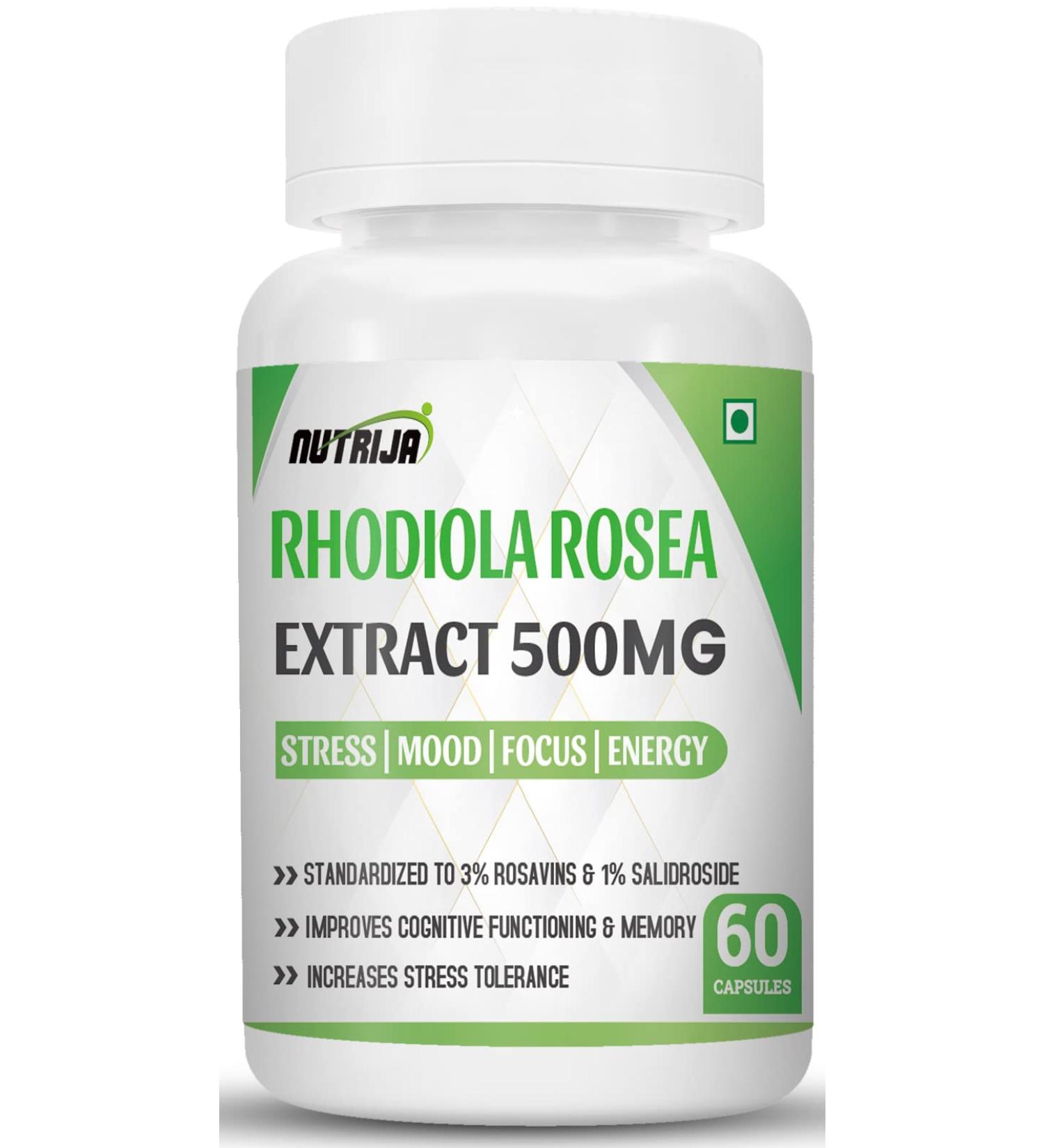 Rhodiola Rosea Root Extract 500mg - Adaptogen Complex 3% Rosavins & 1% Salidroside | 120 Capsules - International Shipping Available - Buy Online on GoSupps.com