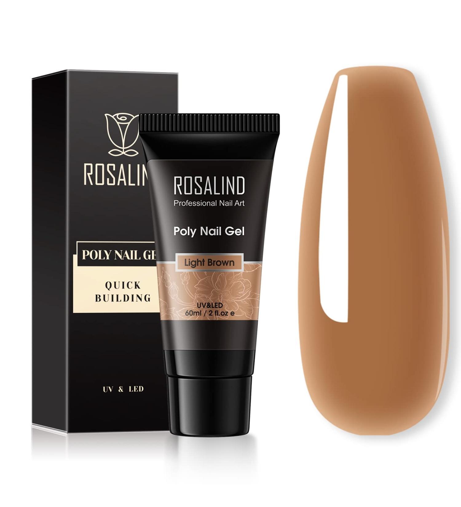 Buy Rosalind Brown Poly Nail Gel 60ml - UV/LED Acrylic Gel for Nail Extensions & Repairs | Light Brown Manicure Solution - Buy Online on GoSupps.com