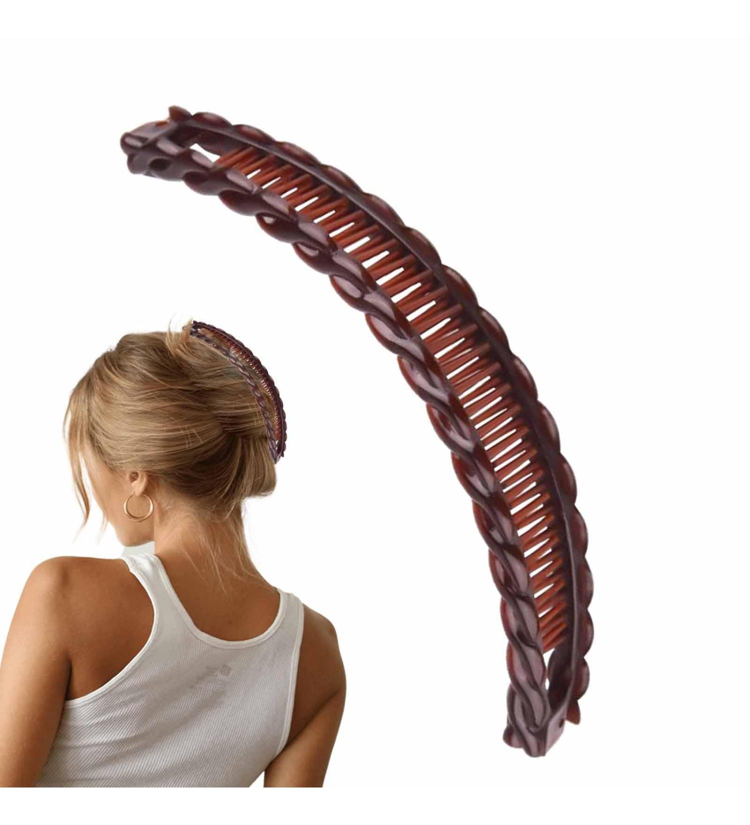 Hair Clincher Combs - Vintage Clincher Combs Clamp Grip Fishtail Hair Clip Ponytail Banana Clip for Women Girls Hair Accessories Coffee - Buy Online on GoSupps.com