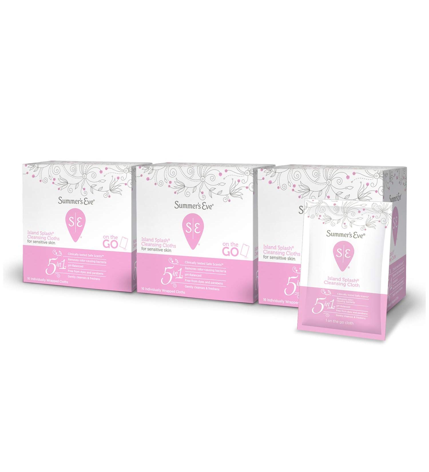 Summer's Eve Cleansing Cloths Island Splash 16 Count - Pack of 3 | Gentle Feminine Hygiene - Buy Online on GoSupps.com