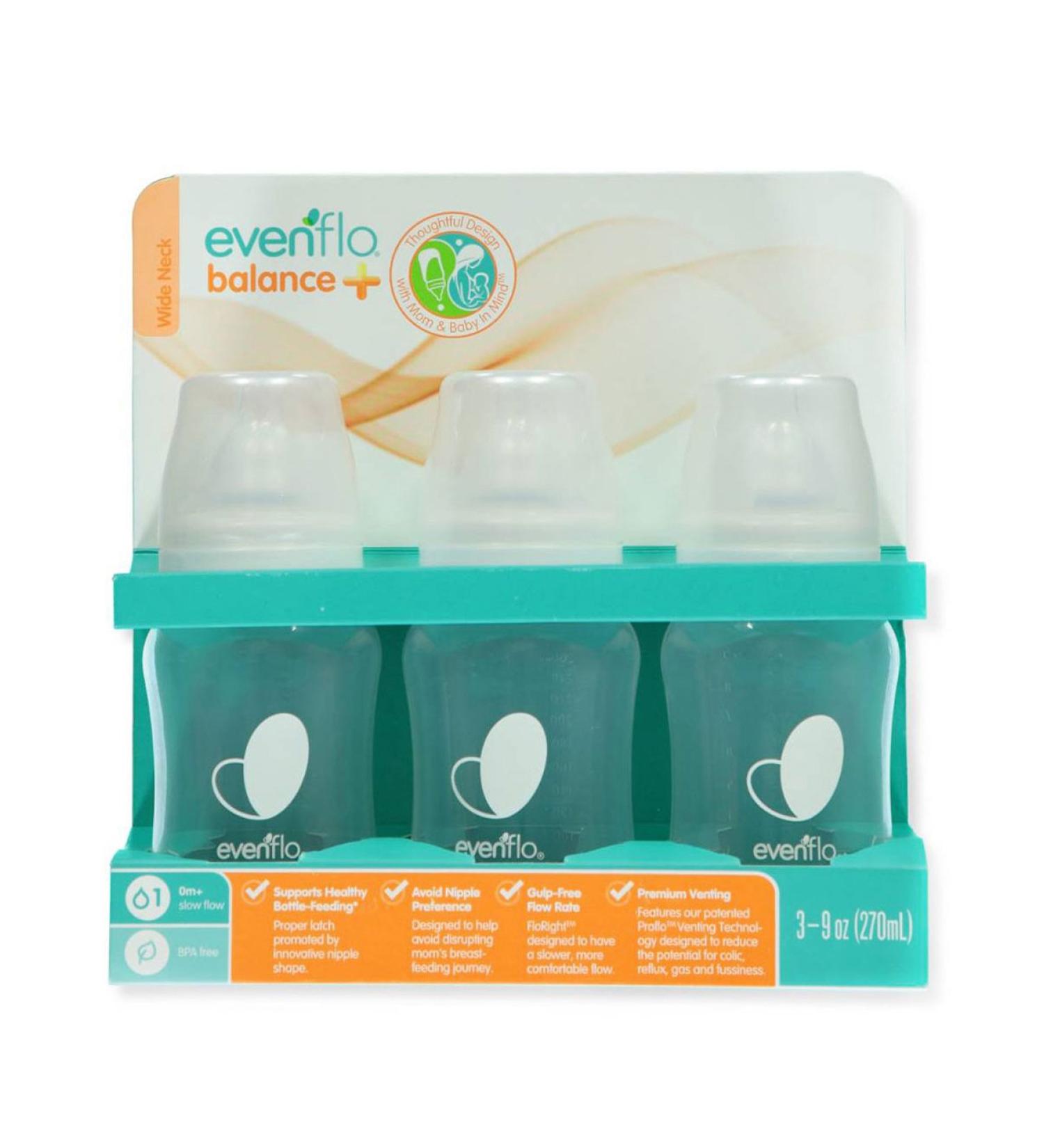 Evenflo Balance Plus 3-Pack Wide Neck Bottles - White one Size