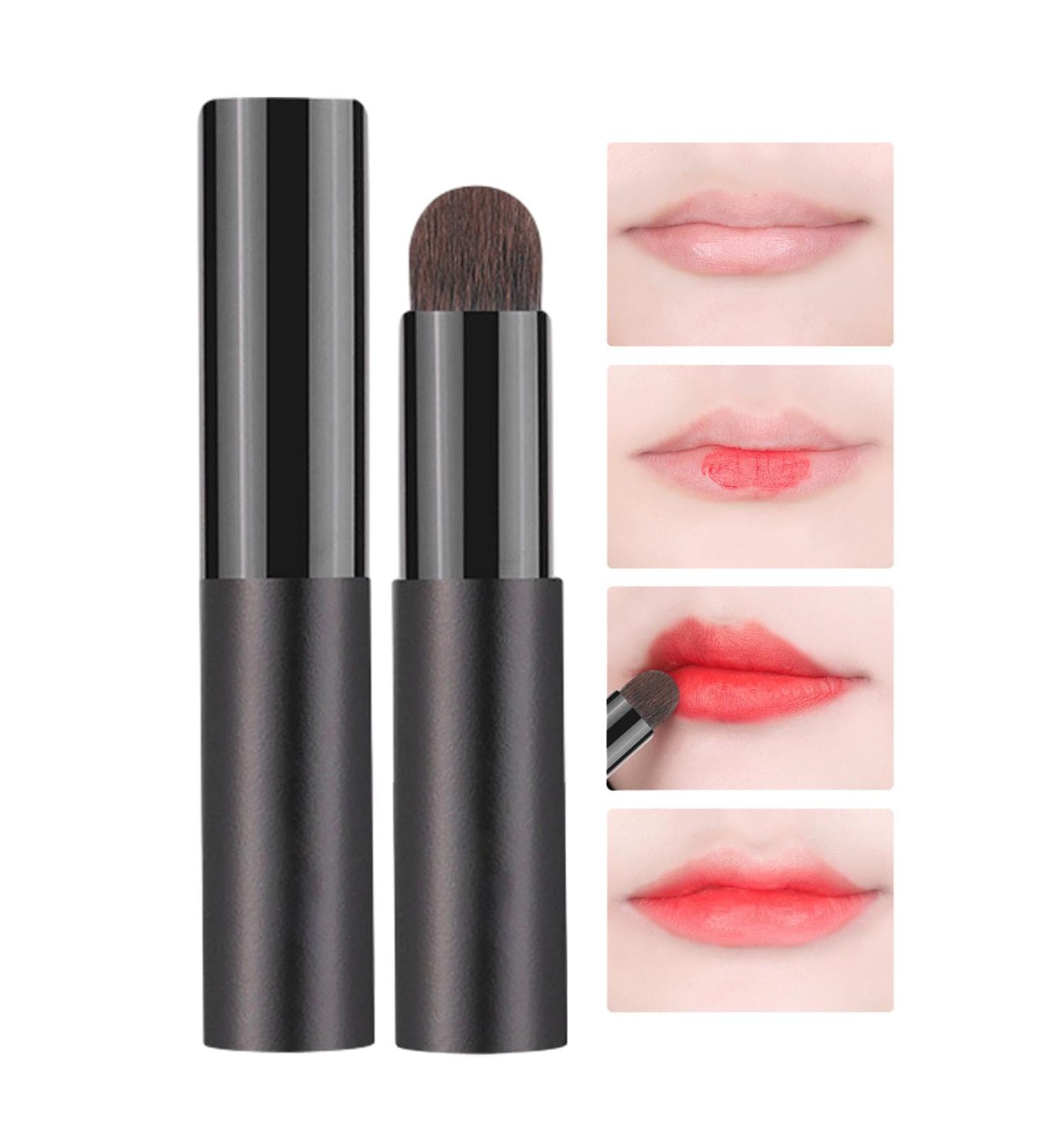 Lip Makeup Brush | Lip Gloss Applicator with Lid | Portable Brush Eyeshadow Brush Makeup Applicator for Lipsticks Lip Gloss Lip Balm - Buy Online on GoSupps.com