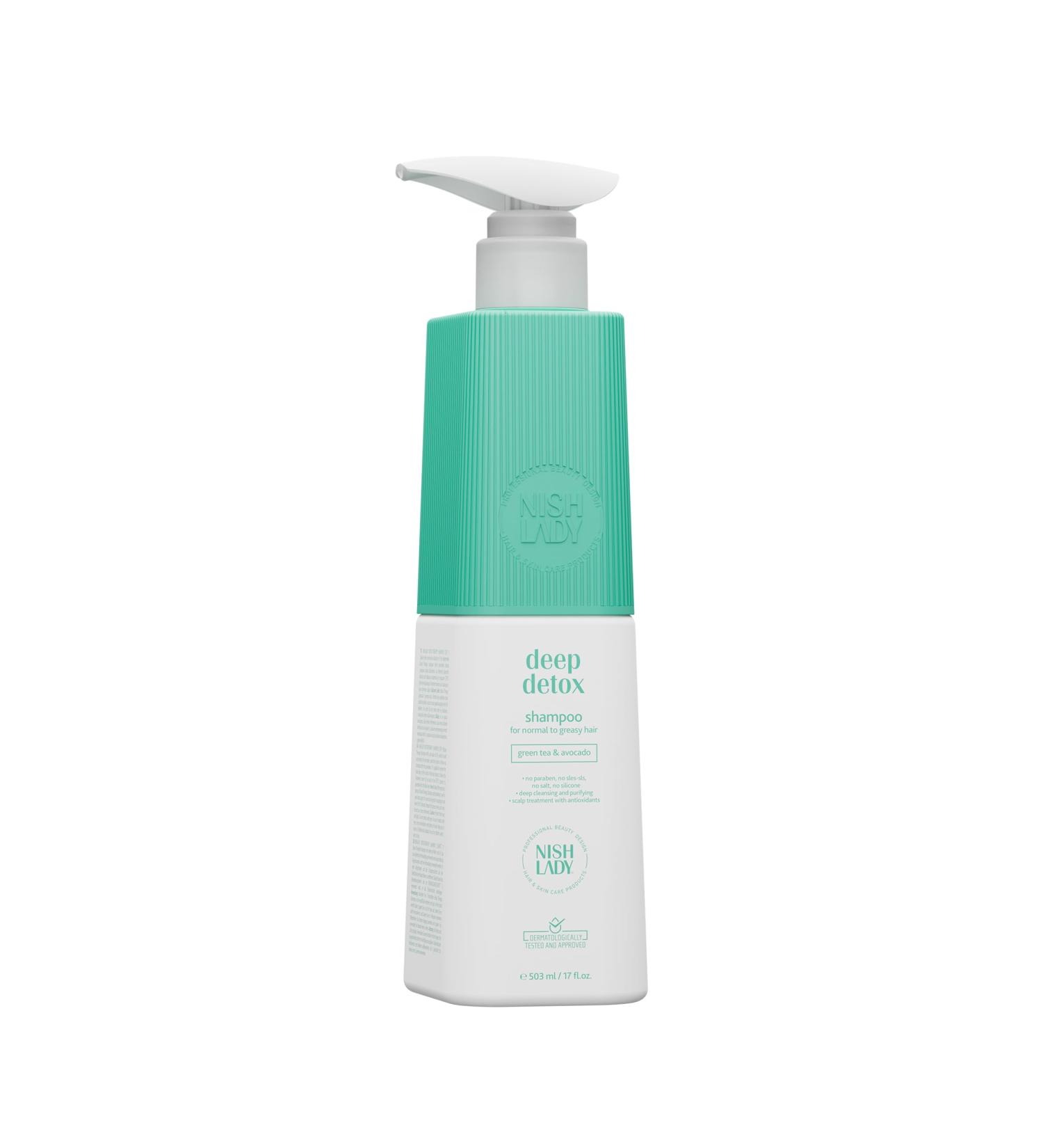 Deep Detox Clarifying Shampoo for Normal to Greasy Hair 503 ml | Green Tea & Avocada Extracts (Shampoo)