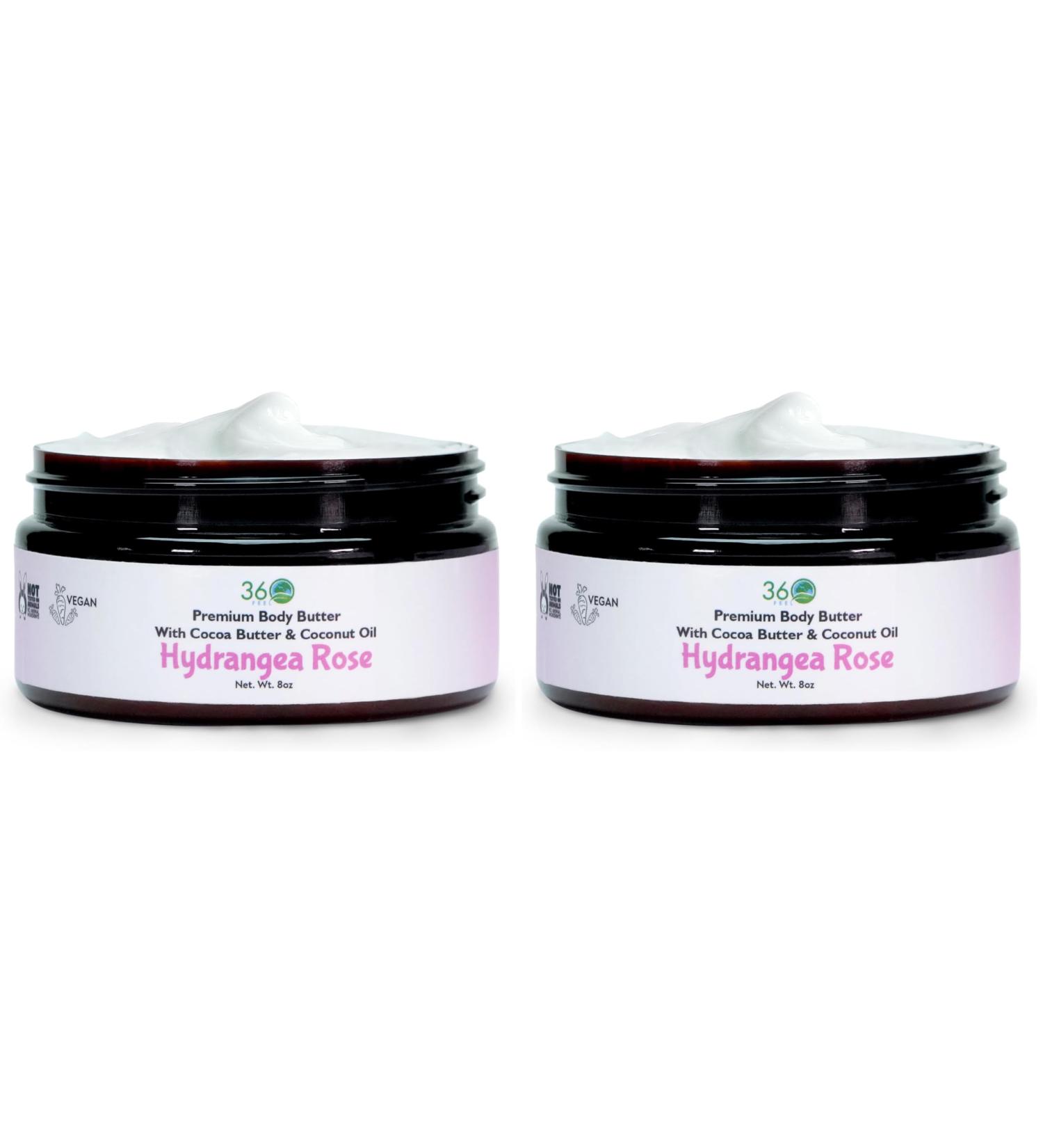 360Feel Hydrangea Rose Body Butter - Cocoa & Shea Butter - Coconut & Olive Oil - Plant-based Formula - Nourishing Moisturizer for Sensitive Skin - Non-greasy Daily Skincare (Pack of 2) 8 Fl Oz (Pack of 2) Hydrangea Rose - Buy Online on GoSupps.com