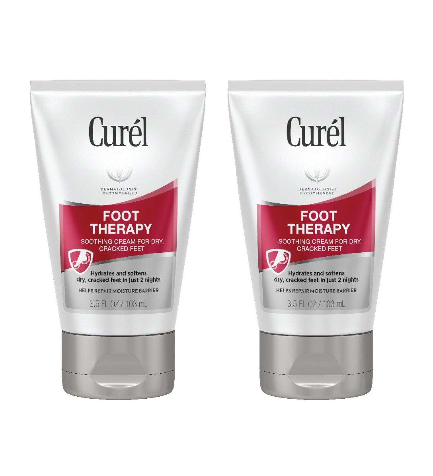 Cur l Foot Therapy Cream Soothing Lotion for Dry Callused Feet and Cracked Heels Quick Absorbing Humectant Moisturizer 3.5 Ounce (Pack of 2) with Shea Butter Coconut Milk and Vitamin E