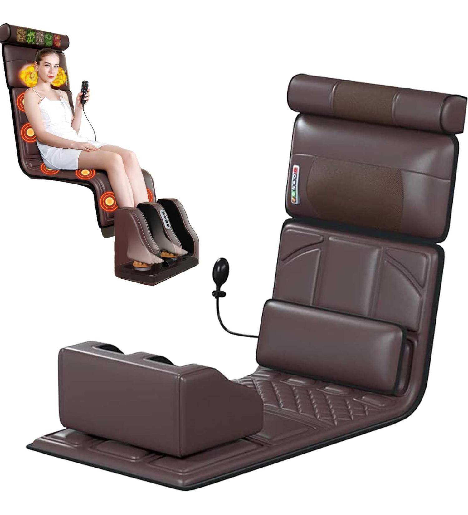 CRBudy Full Body Massage Mat with Heating - 10 Vibration Engines & 3 Heating Cushions for Neck Back Lumbar & Calf Relief - Home Use Relaxation & Foot Massage - Buy Online on GoSupps.com