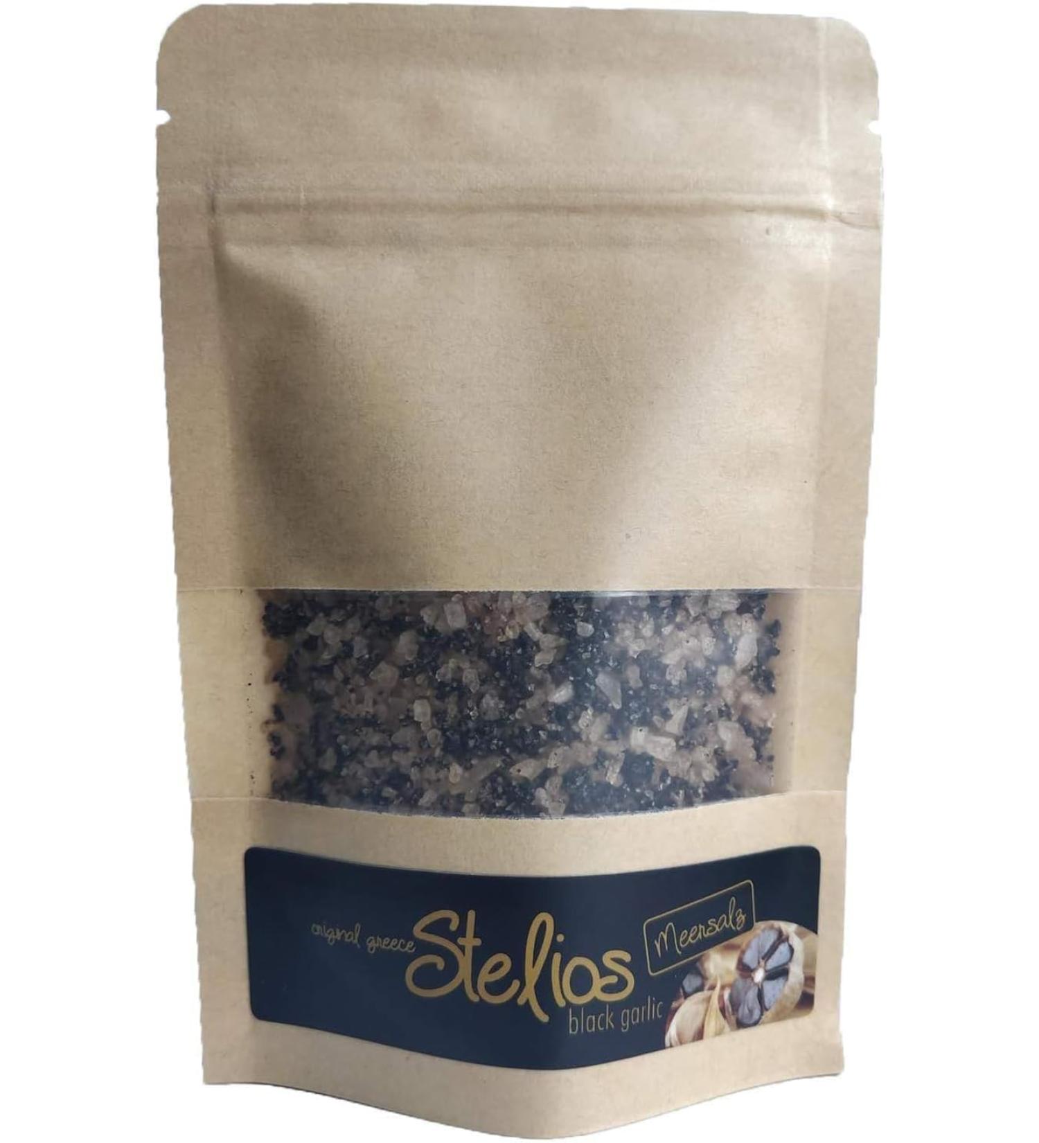  Terra Greek Black Garlic Sea Salt 75g Aged 90 days vegan non-GMO gluten-free - Buy Online on GoSupps.com