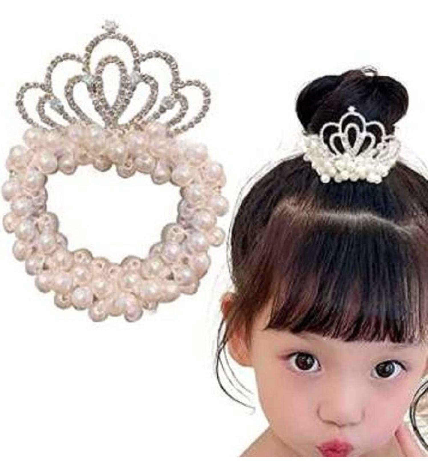 Pearl Hair Ties for All Hair Types - Elastic Beaded Hair Bands with Crown Scrunchies (Single Color A) - Women and Girls Fashion - Buy Online on GoSupps.com