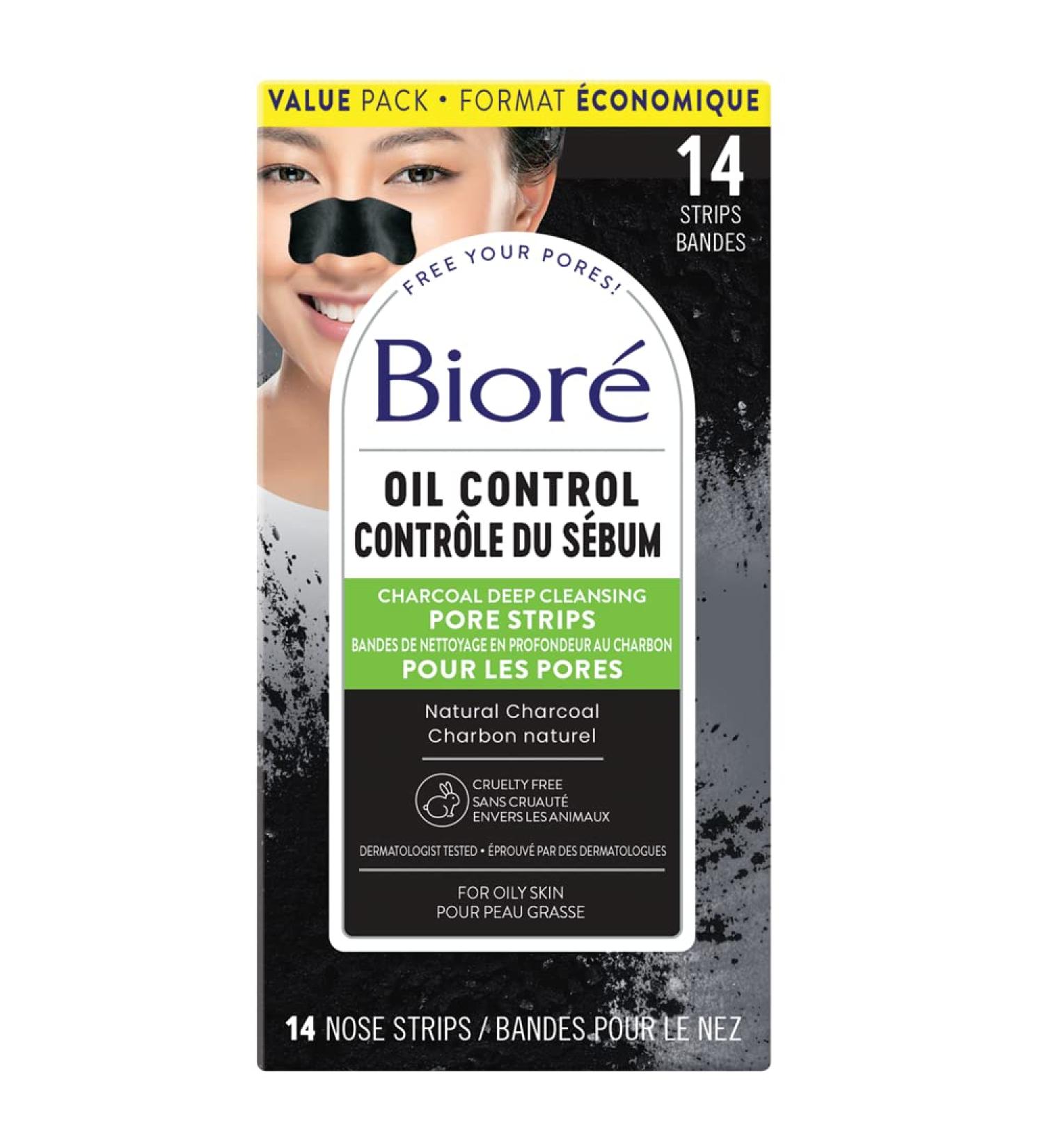 Bior Deep Cleansing Charcoal Pore Strips Value Pack for Instant Pore Unclogging and Blackhead Removal (14 Count) Charcoal 14 count (Pack of 1) - Buy Online on GoSupps.com