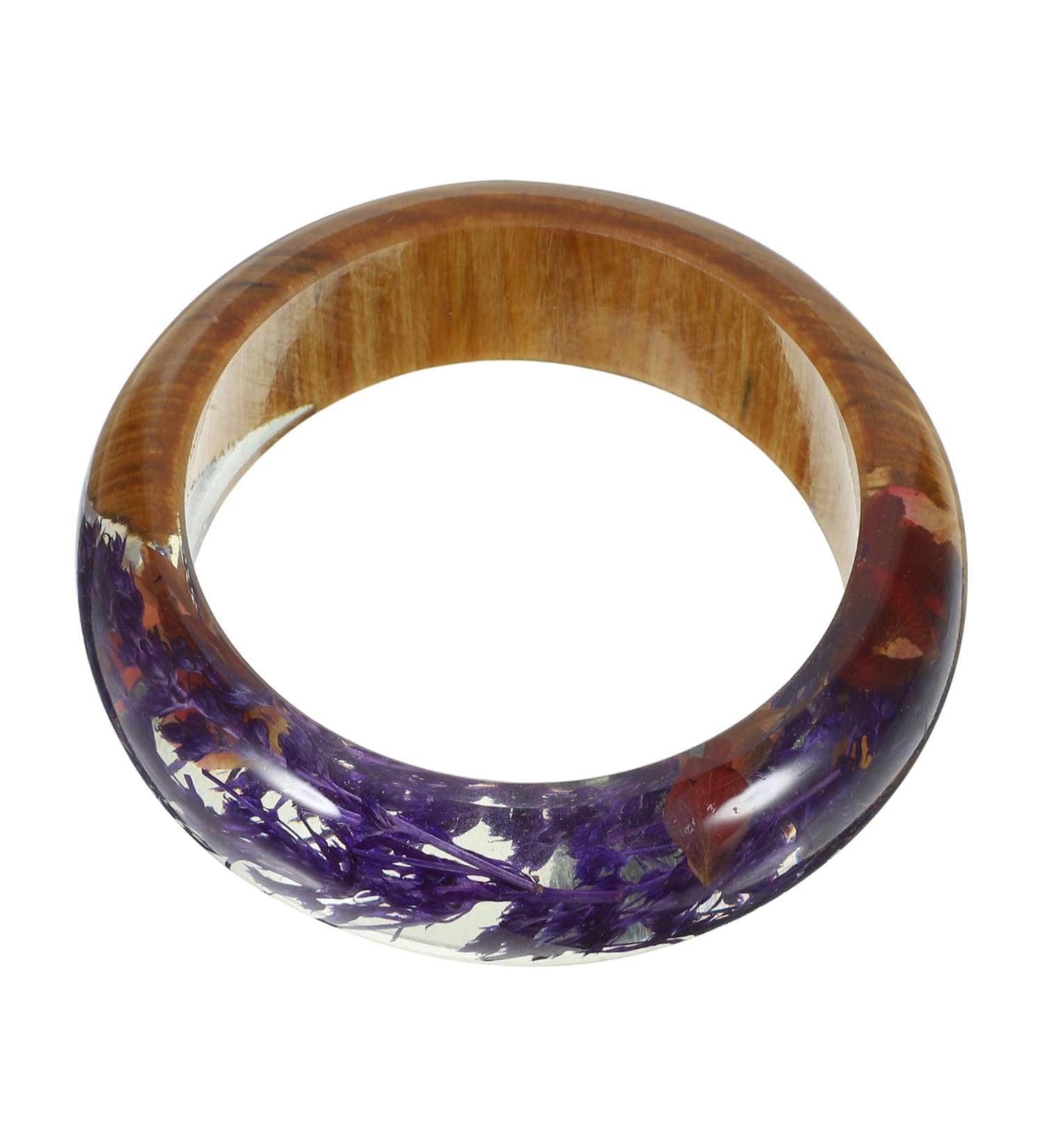 CALLARON 1pc Collection Bangle Cuff Bracelet Gemstone Bangle Woodsy Decor Gemstone Bracelets Friendship Gifts Ladies Gifts Minimalist Cuff Bangle Round Bracelet Summer Dried Flowers Wrist 6.4X2.3CM As Shown - Buy Online on GoSupps.com
