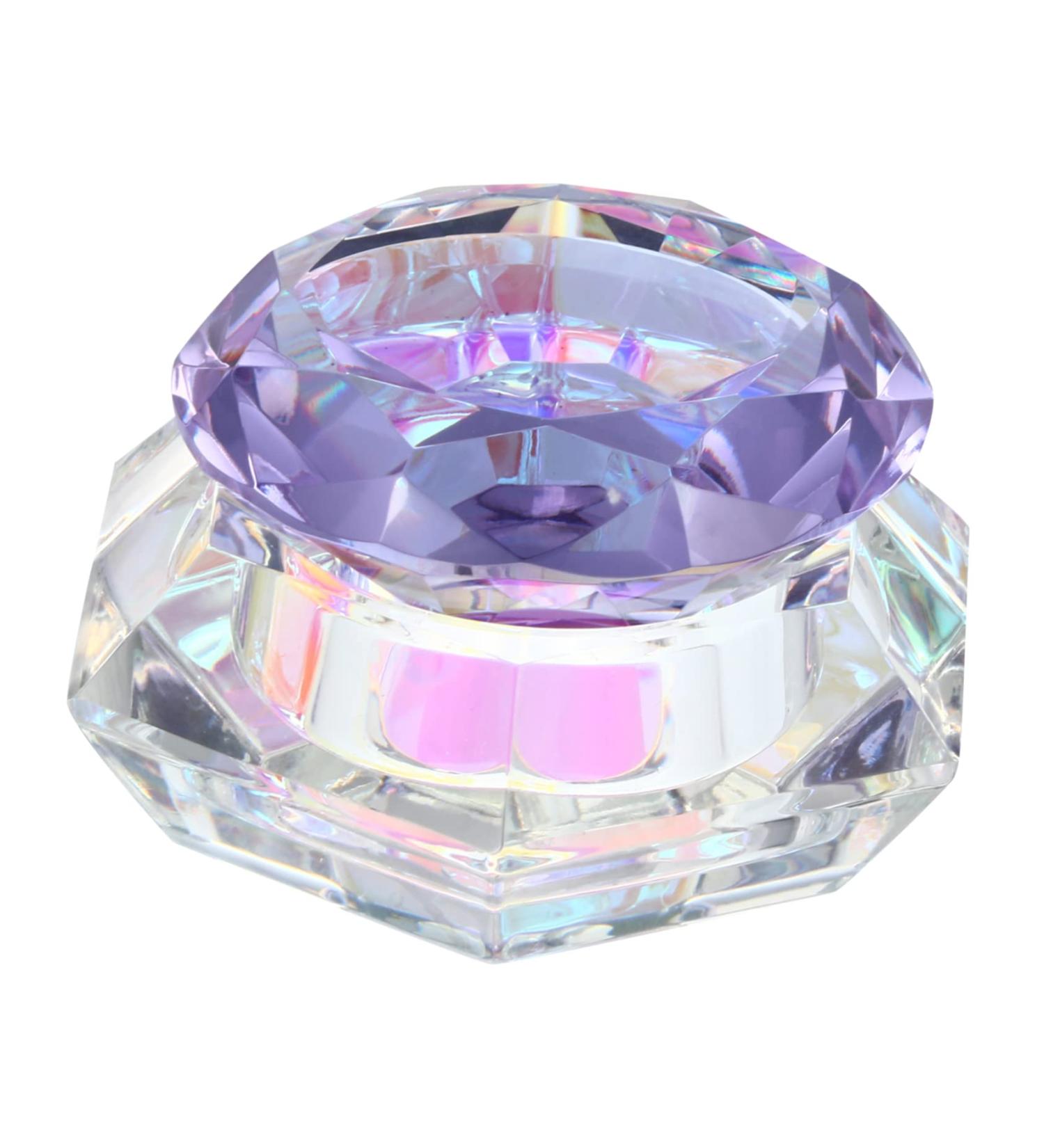 Angoily Nail Art Crystal Cup Makeup Storage Jar Clear Nail Polish Transparent Nail Polish Nail Diamonds Travel Containers for Creams Makeup Container Purple Cosmetic Cover Glass 6.5x8cm Purple - Buy Online on GoSupps.com