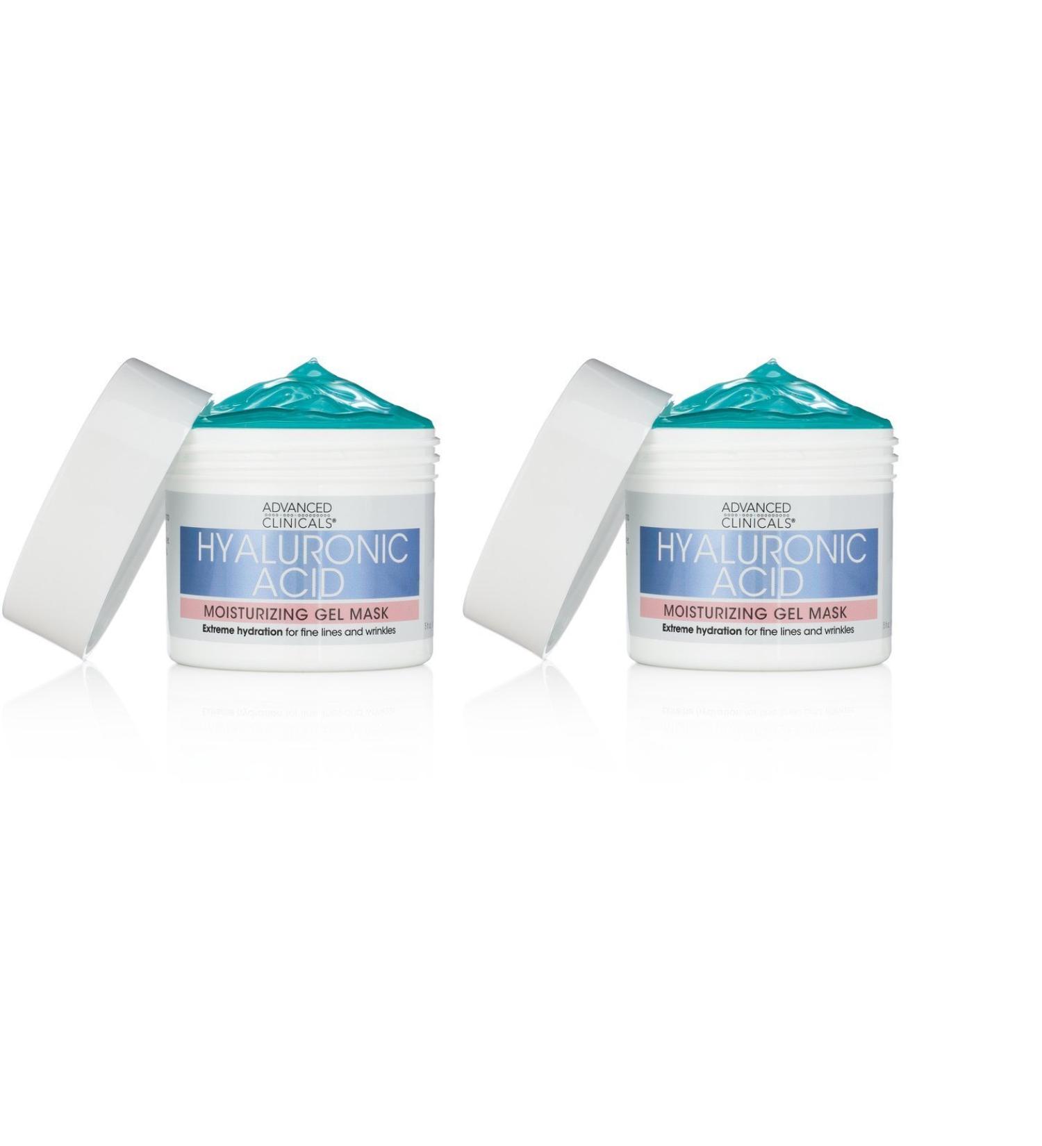 Advanced Clinicals Hyaluronic Acid Gel Mask - Hydrating & Brightening Anti-Aging Facial Mask (Pack of 2) - 5 Fl Oz Each - Buy Online on GoSupps.com