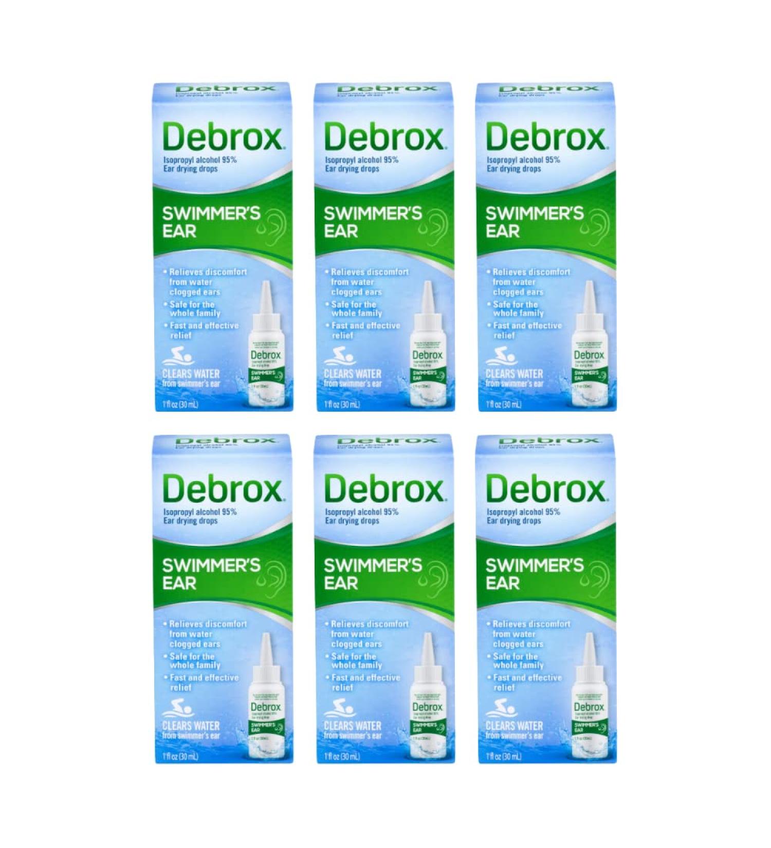 Debrox Swimmer's Ear Drying Drops for Adults & Kids 1 Fl oz. - Pack of 6 - Buy Online on GoSupps.com