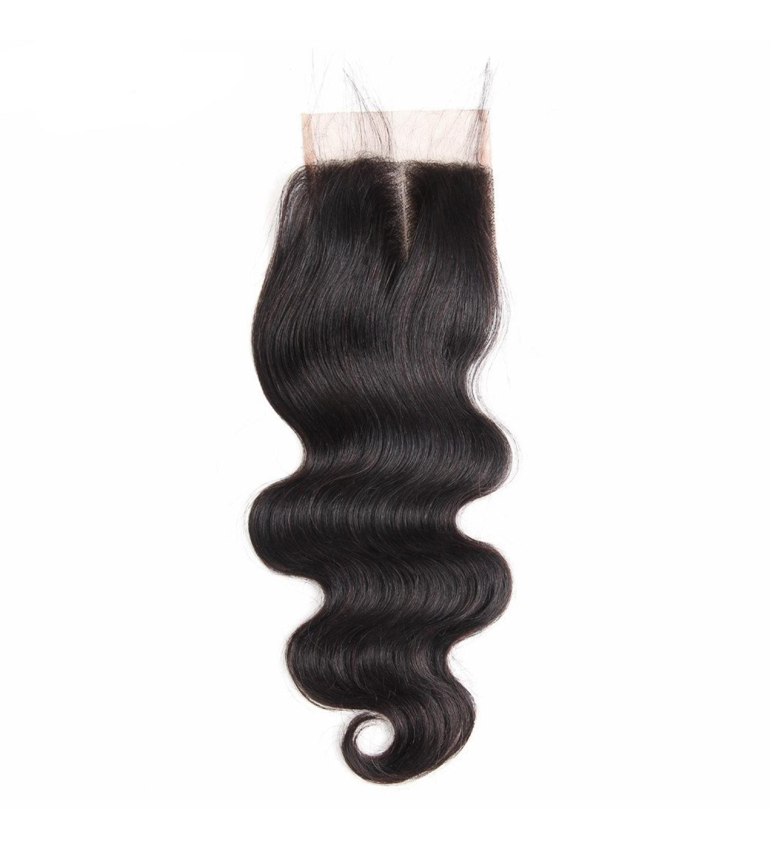 Mila Real Hair Lace Closure - 4x4 Body Wave Brazilian Virgin Remy Hair (20/50cm) Natural Black - Perfect Middle Part Accessory for Seamless Hair Styling - Buy Online on GoSupps.com