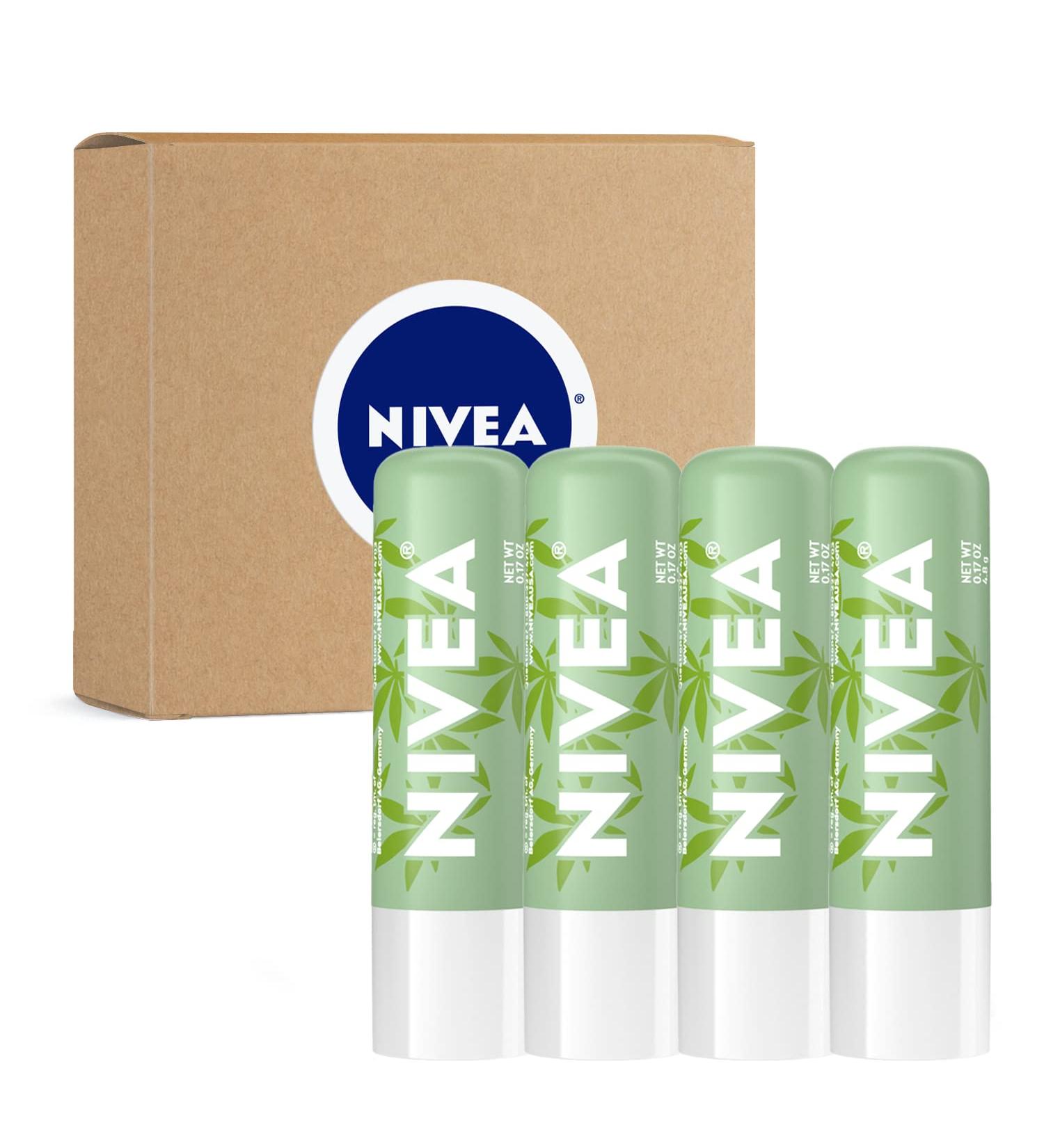 NIVEA Vegan Lip Care Hemp Seed Oil and Shea Butter Lip Balm Stick 0.17 Oz - Pack of 4 - Buy Online on GoSupps.com