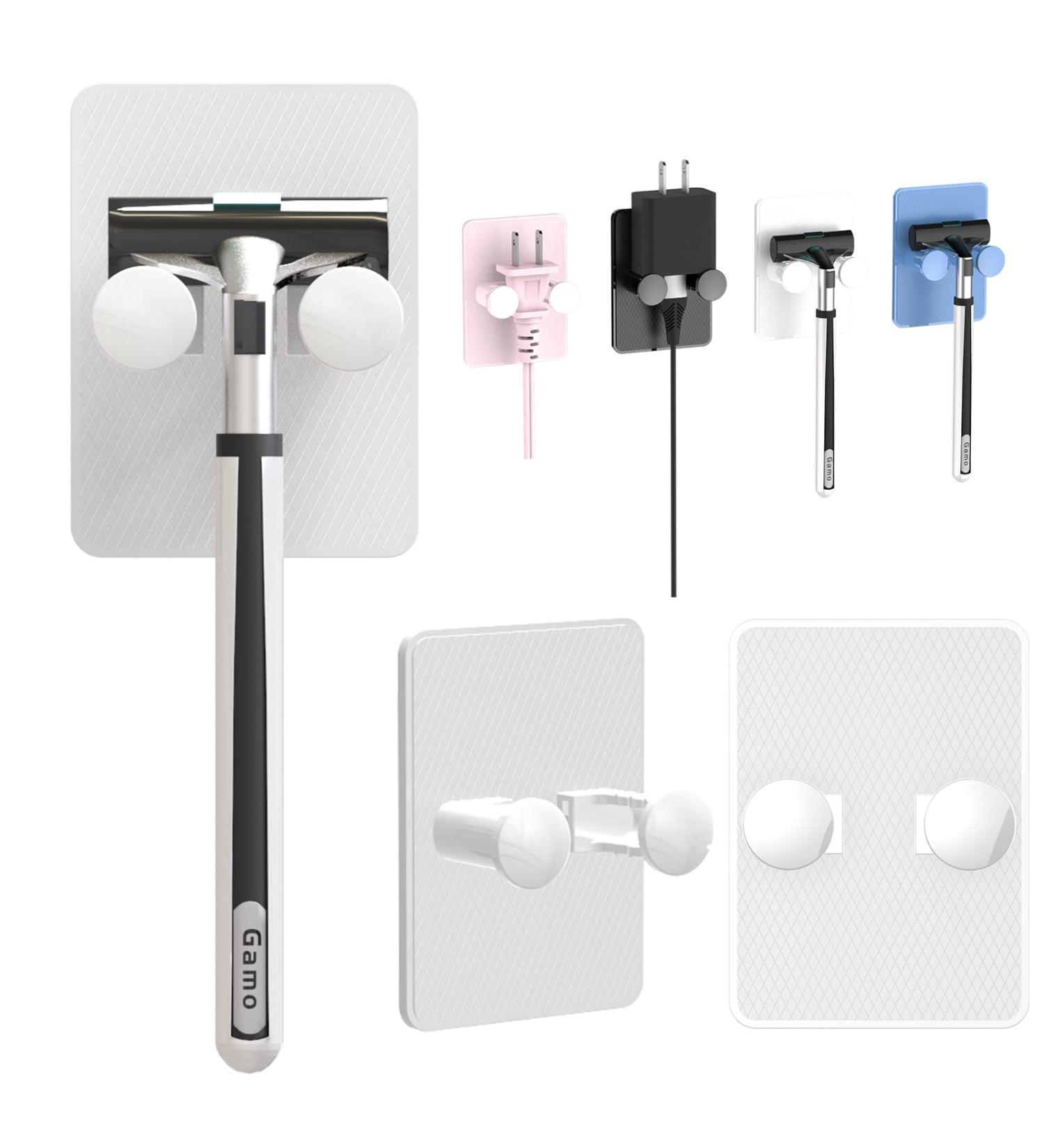HOXSURY Waterproof Self Adhesive Razor Holder - Adjustable Hooks for Shower and Kitchen - 2 Pack (White) - Buy Online on GoSupps.com