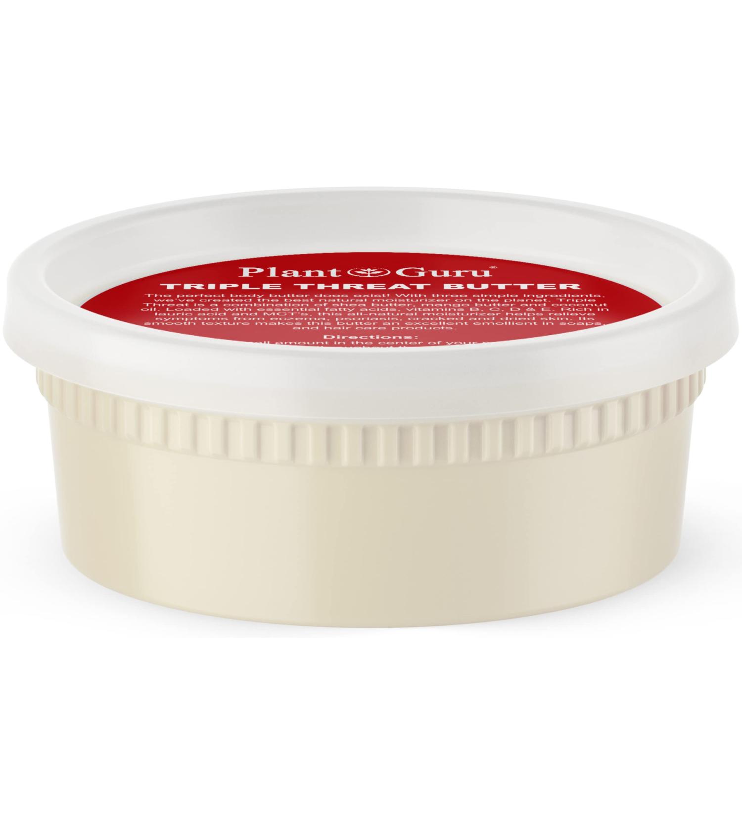 Triple Threat Body Butter 8 oz - Shea, Mango & Coconut Oil Blend - Natural Raw Moisturizer for Skin, Face & Hair - Ideal for Lip Balm & Soap Making - 1 Pack - 8 Ounce - Buy Online on GoSupps.com