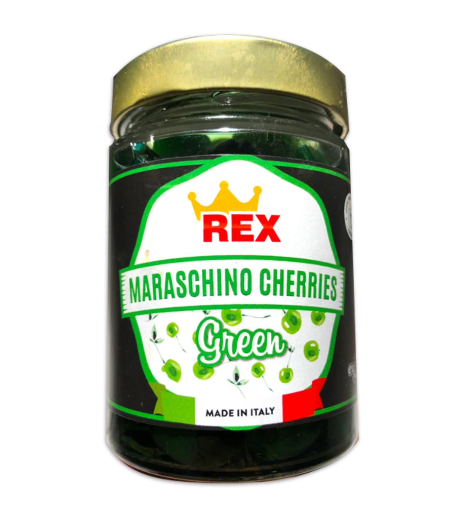 Rex Green Maraschino Cherries 14.1 oz - Premium Quality (Pack of 1) - Buy Online on GoSupps.com
