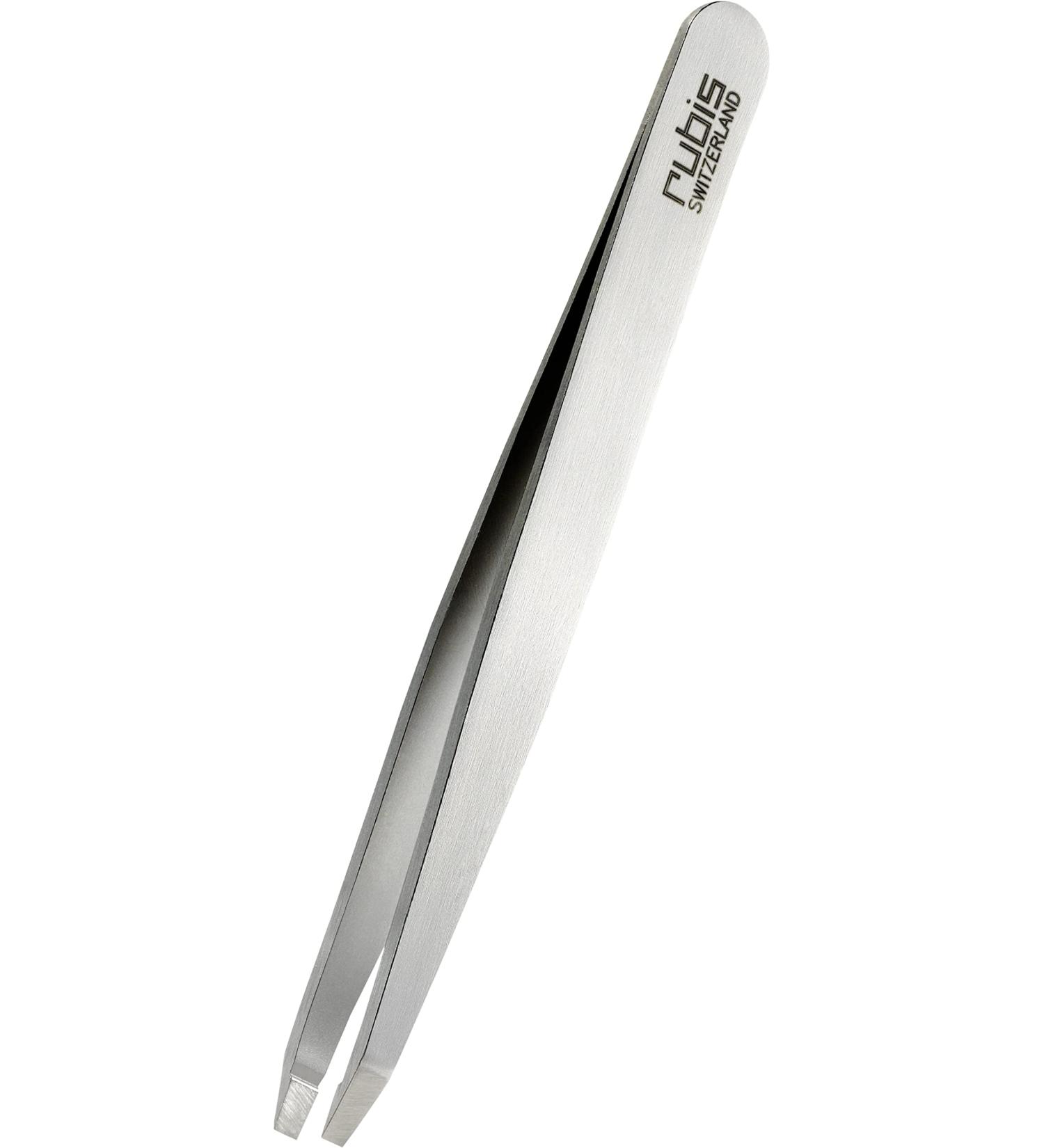 Rubis Brown Elegant Straight Tweezer - Highest Precision Hair Removal Made in Switzerland Alloy Steel Recommended by Professionals