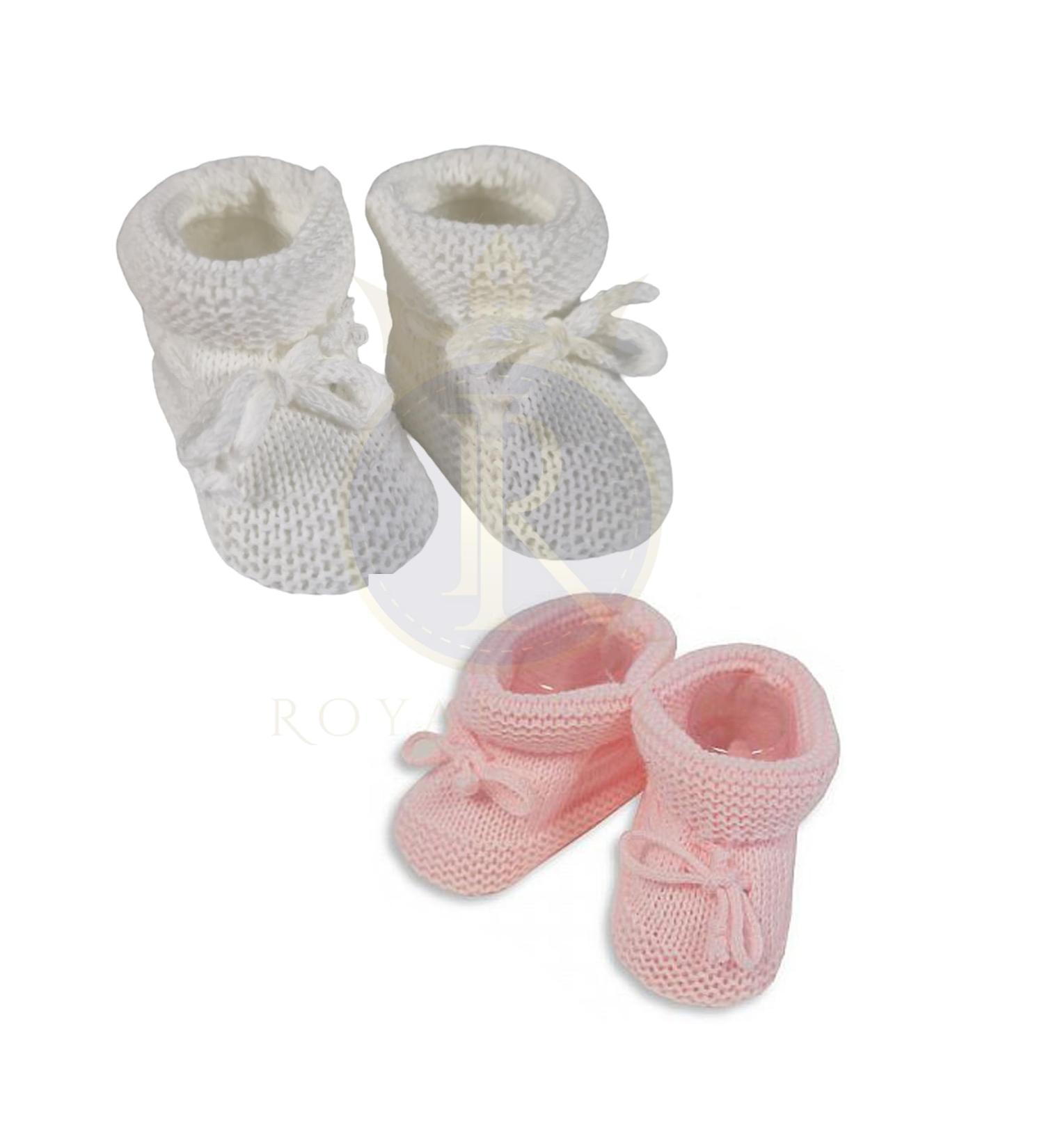 Royal Icon Baby Booties 0-3 Months | Warm & Safe Baby Slippers | Knitted Bow Baby Boots | White Pink | Ri359 - Buy Online on GoSupps.com