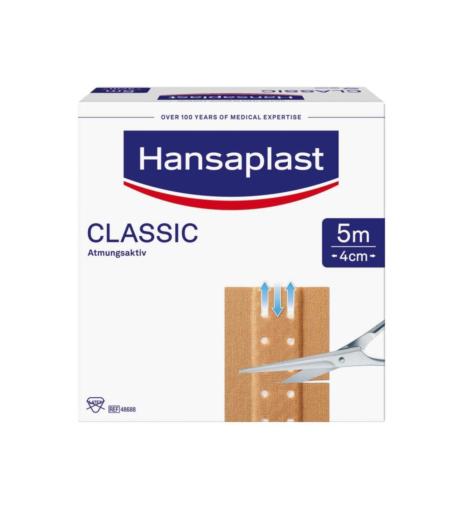 Hansaplast Classic Pflasters - Cutable Wound Plasters (5m x 4cm) | Extra Strong Adhesive Flexible & Breathable - 1 Pack - Buy Online on GoSupps.com