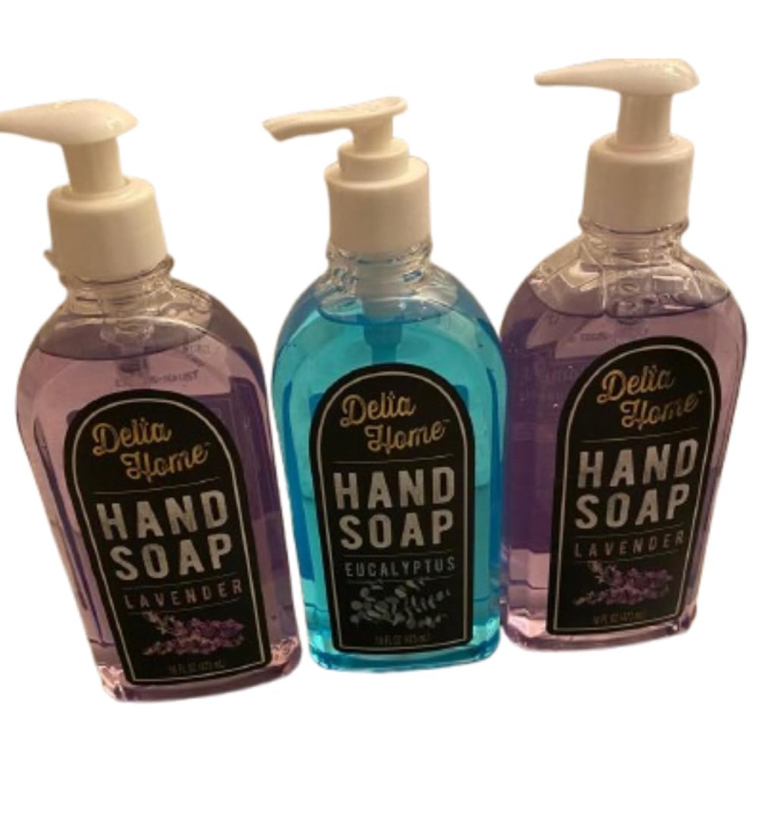 Liquid Hand Soap Pump Bottles 16 fl oz Lavender & Eucalyptus Scents Gentle Daily Hand Wash for Kitchen & Bathroom Family Value Pack Pack of 3